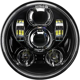 5-3/4 5.75 inch LED Headlight Compatible with Harley Davidson Dyna Sportster Iron 883 1200 Low Rider XLH883 Super Glide Softail Custom XLH1200 Forty-Eight SuperLow Street 500 750(Black)