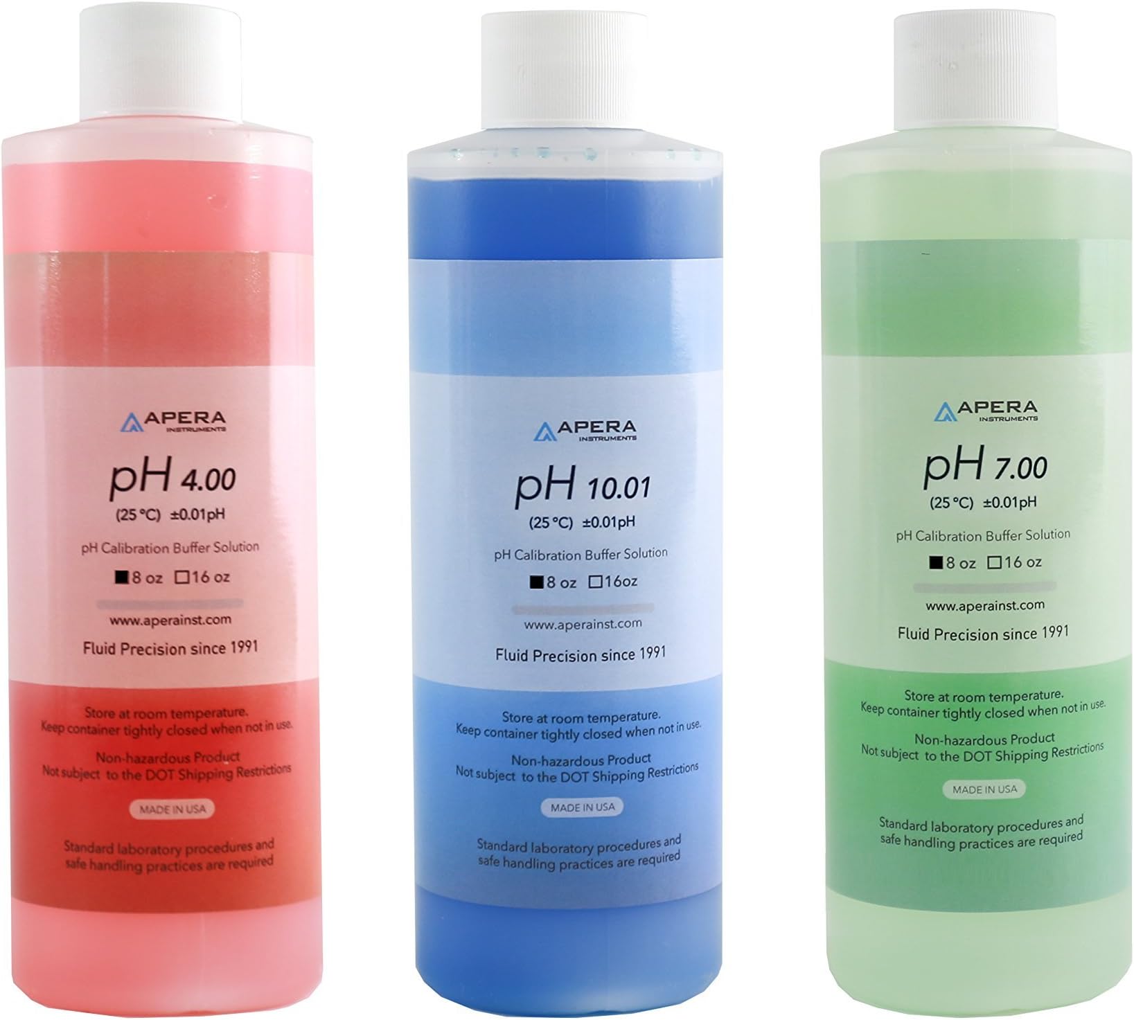 AI1115 pH Calibration Solution Kit (7.00, 4.00, 10.01), 8 oz. for Each, HDPE (High Density Polyethylene)