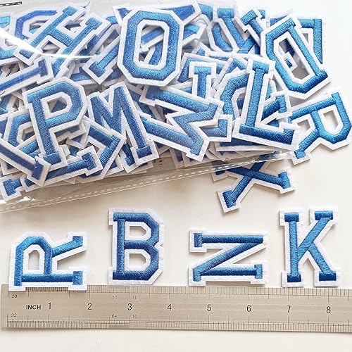 Miniatura 7 de Parches de letras para planchar de 1.3 pulgadas, 78 piezas, parches bordados del alfabeto A-Z para ropa, chaquetas, sombreros, mochilas, jeans