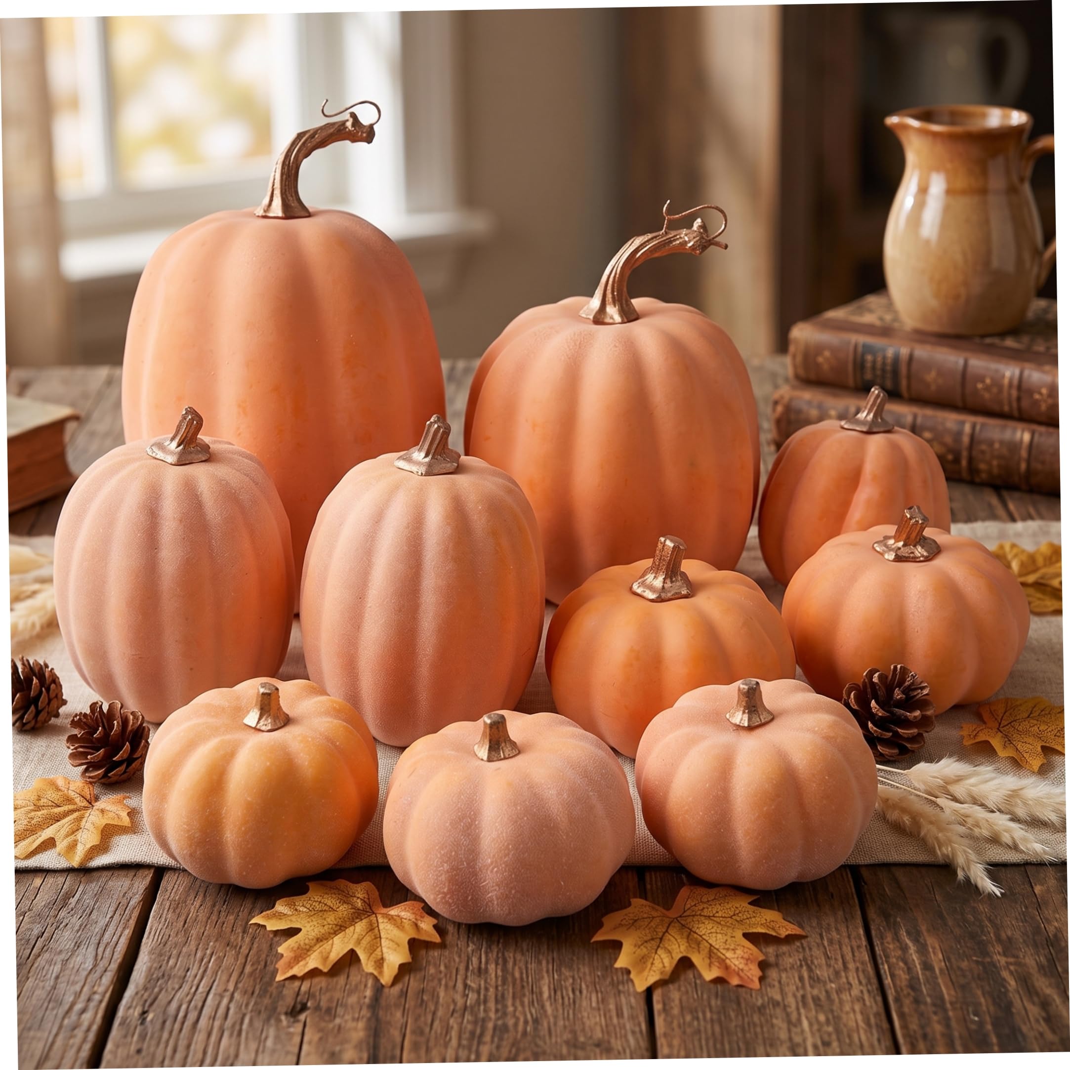 Zucca di Halloween Zucche artificiali da 10 pezzi in dimensioni assortite Arancione chiaro