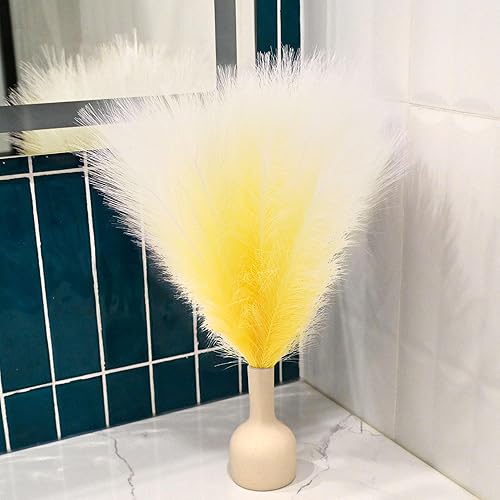 Miniatura 5 de Arreglo de 6 Piezas de Hierba de Pampa Sintética - 18 Pulgadas/45cm de Pasto Artificial Esponjoso y Pomposo para Decoración Boho Chic del Hogar