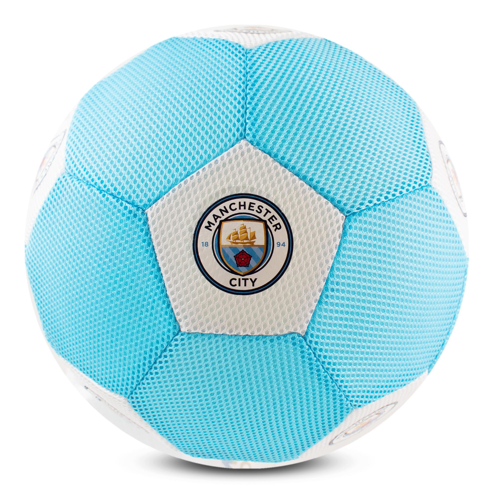 Hy-Pro Officially Licensed Manchester City Giant 14in Mesh Ball - Soft & Bouncy Lightweight Multi-Sport Ball for Indoor and Outdoor Football Games - With Logo and Club Colours — image 1
