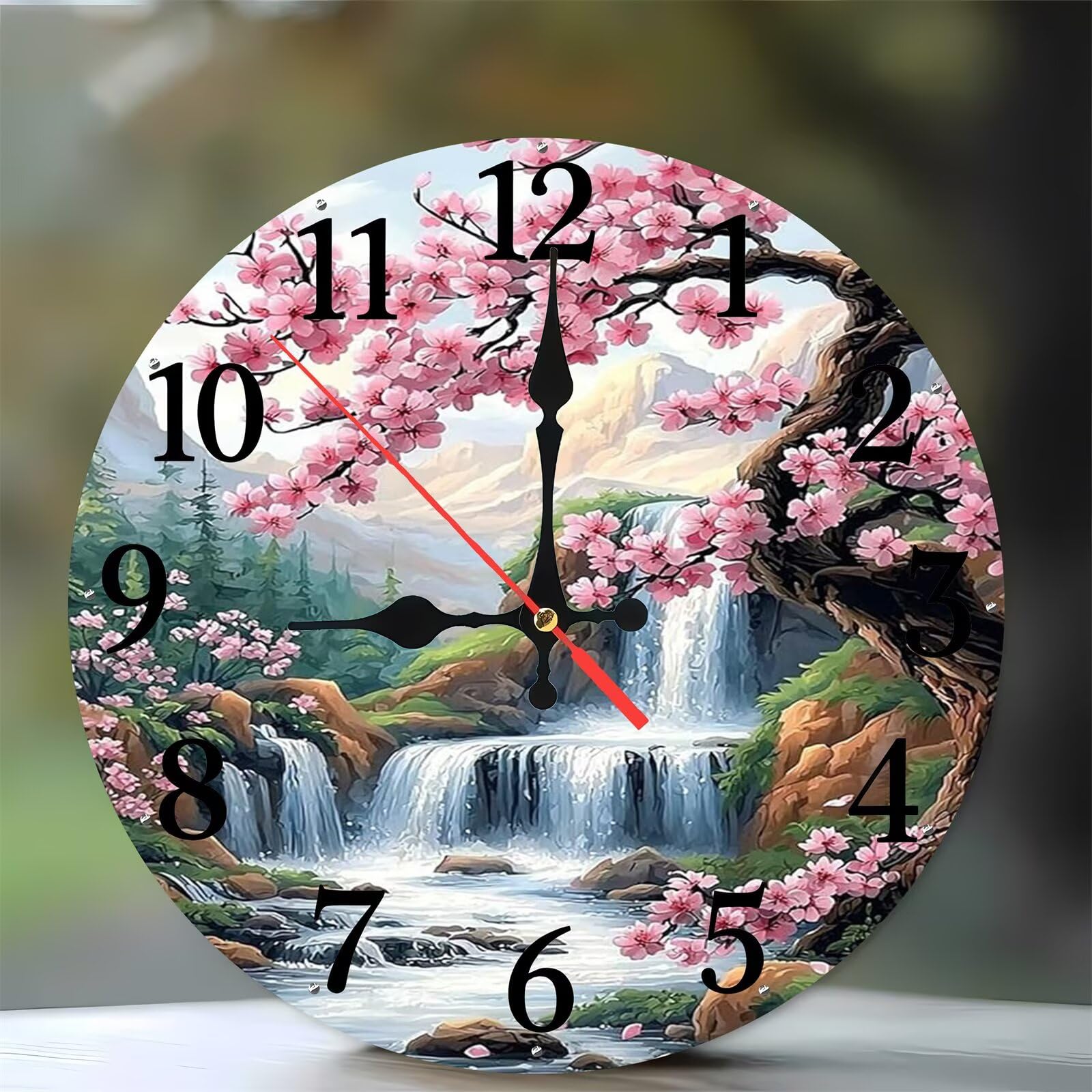 Horloge murale en bois haut de gamme 35 cm de diamètre décor de prestige pour intérieur raffiné