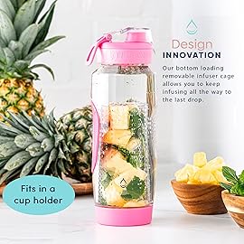 Infusion Pro 32 oz Fruit Infuser Water Bottle with Insulated Sleeve & 50 Recipe Fruit Infusion Water eBook : Bottom Loading, Large Water Infuser for More Flavor : Unique Gift Idea for Women