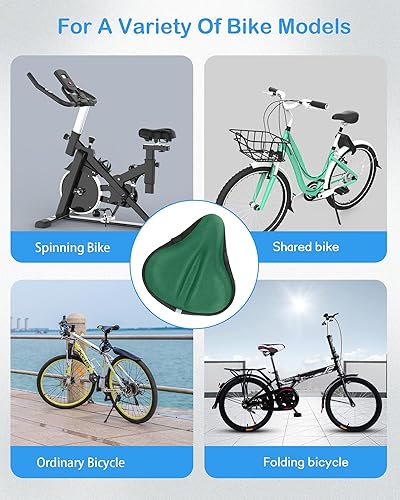 Miniatura 25 de Cojín de asiento de bicicleta, funda de gel para asiento de bicicleta, cojín de asiento de bicicleta para mujeres y hombres, compatible con Negro