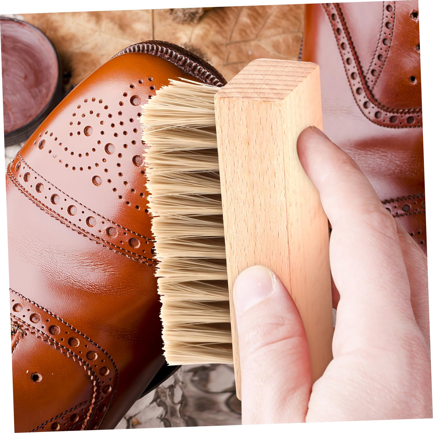minkissy 10 Piezas Limpiadores de Zapatos de Cuero con Mango de Madera y Cerdas Premium para Limpieza y Pulido de para Casa y Tiendas de Calzado