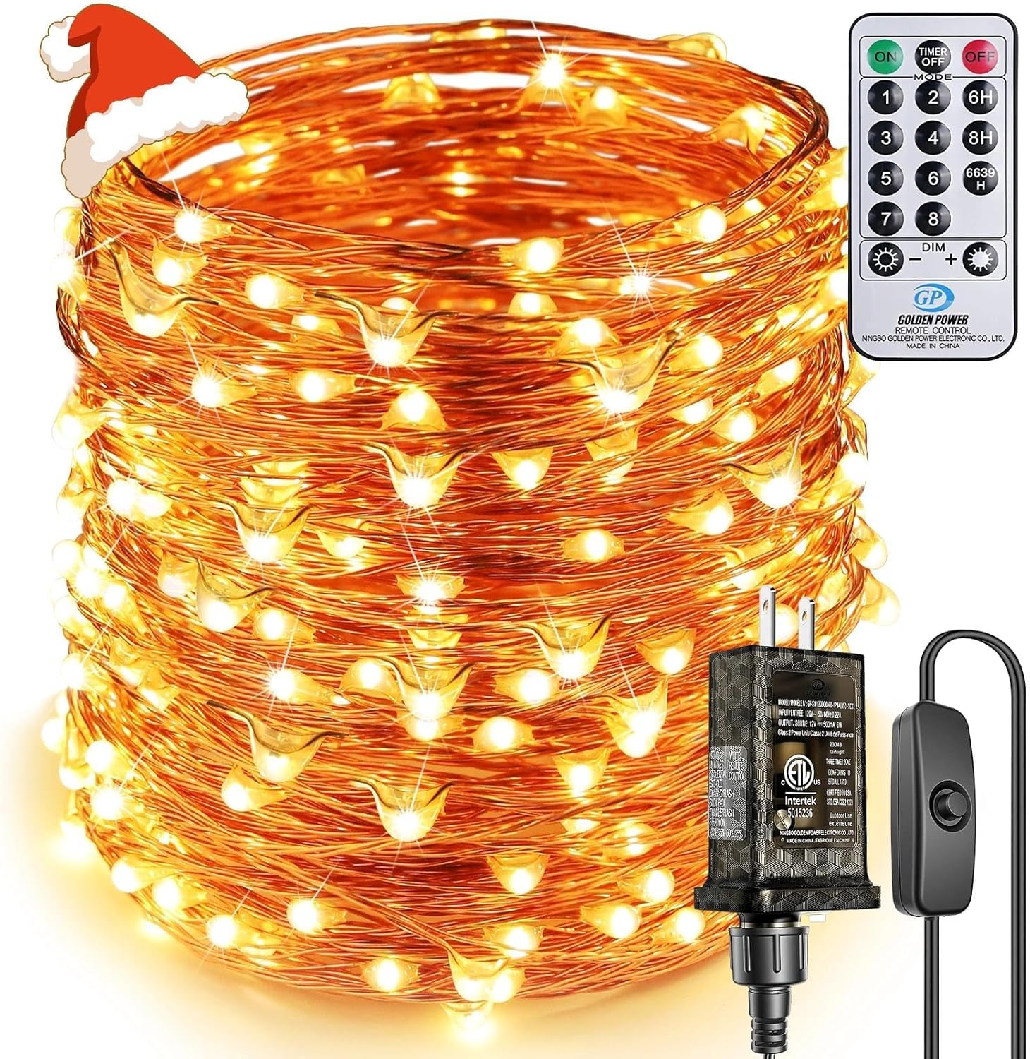 Super Long LED String Lights 99ft 300 LEDs Fairy String Lights with Switch/Timer, Indoor/Outdoor Copper String Lights with Remote, for Birthday Wedding Christmas, Plug in/8 Modes Warm White Warm White 99 Feet