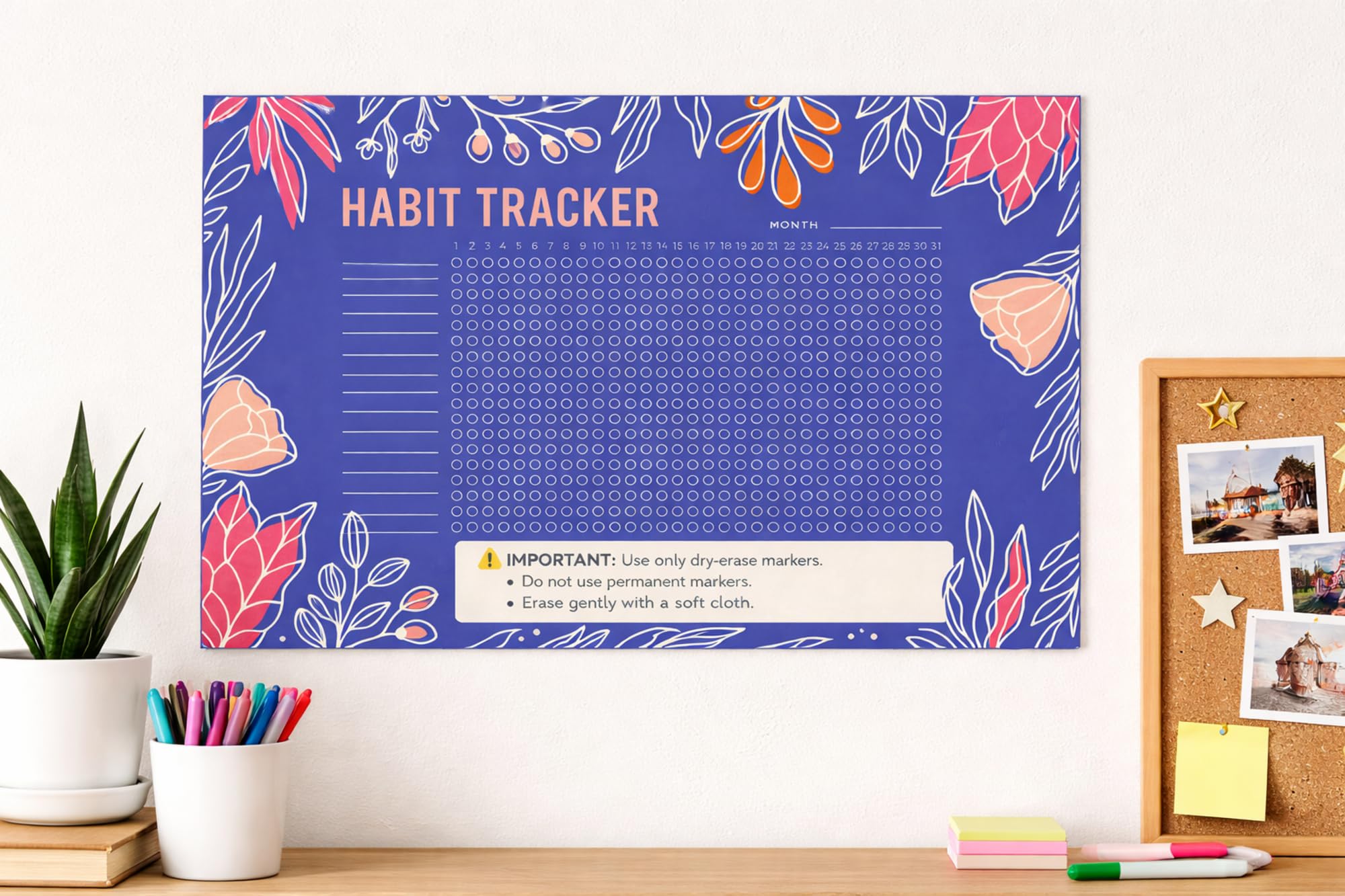 XILL Habit Tracker - Daily & Monthly Habit Tracker Planner, Goal & Productivity Journal, With Stick On Adhesive backing
