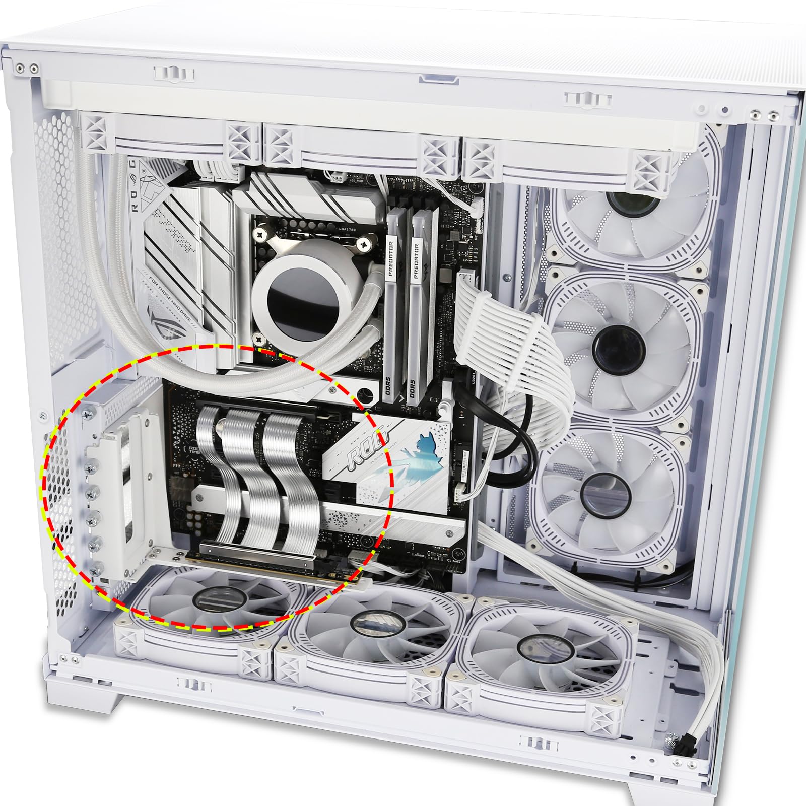 PCIe X16 GEN5 Riser kabel z pionowym uchwytem GPU PCIe 5.0 dla Future RTX5090 (biały wspornik)