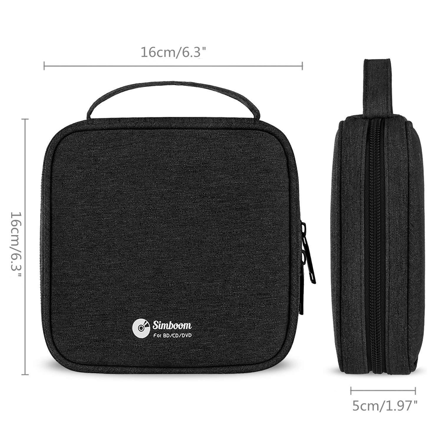 Simboom Rangement Pochette Etui pour 32 CD / DVD Stockage Boite Classeur Range 32 Disc CD DVD Sac Sacoche -Noir