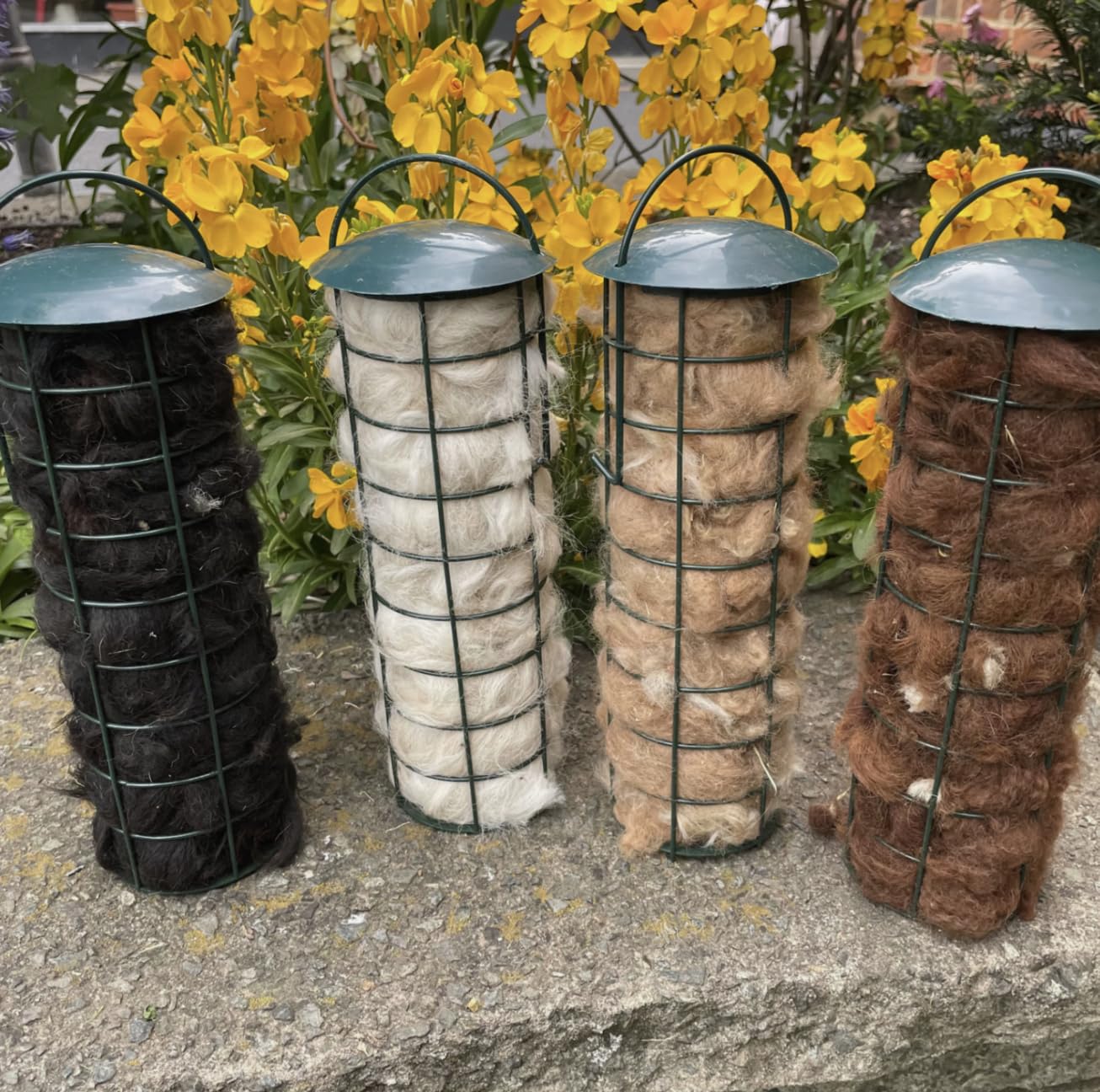 Alpaca Bird Nesting Material in Cylinder Hanging Holder -100% Alpaca Wool for Nesting Birds (White, One Size)