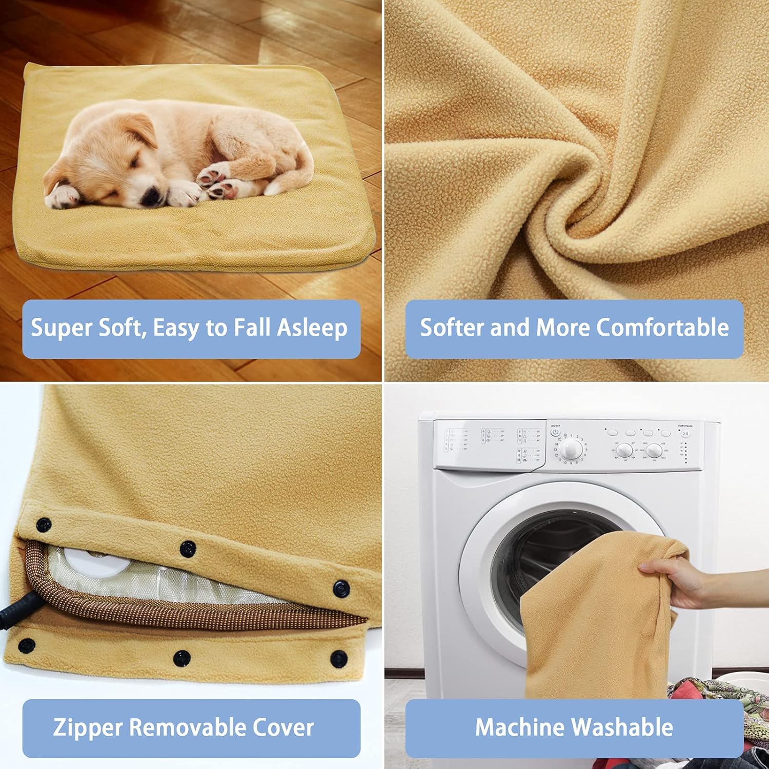 GOQO TOMO Almohadilla térmica para mascotas, material de PVC impermeable para perros y gatos, tapete de calentamiento de interior con apagado automático con cable de acero resistente a las mordidas