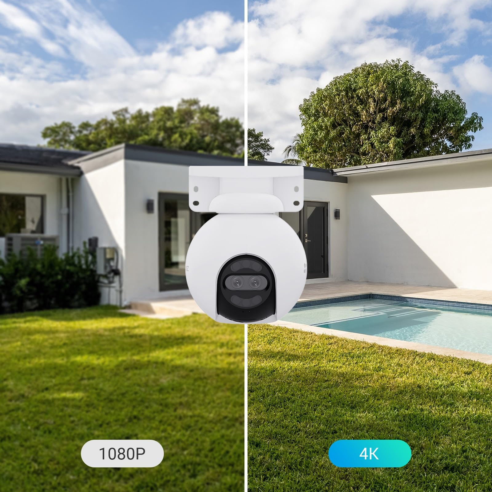 EZVIZ 4K Dual-Lens Kamera Überwachung aussen, PTZ WLAN Kamera mit 30m Farbnachtsicht, KI Personen-/Fahrzeugerkennung, Auto-Tracking und aktive Verteidigung, H80x