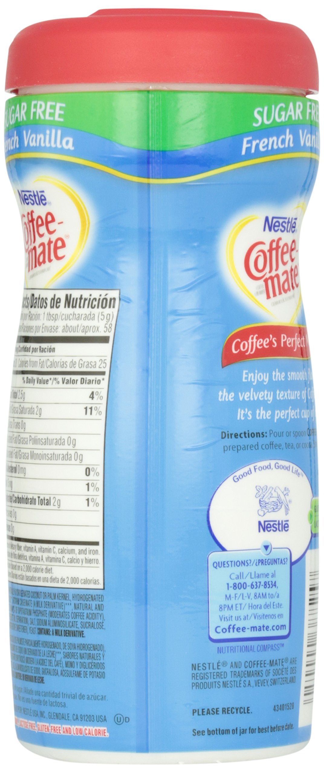 COFFEE MATE Sugar Free French Vanilla Powder Coffee Creamer 10.2 oz