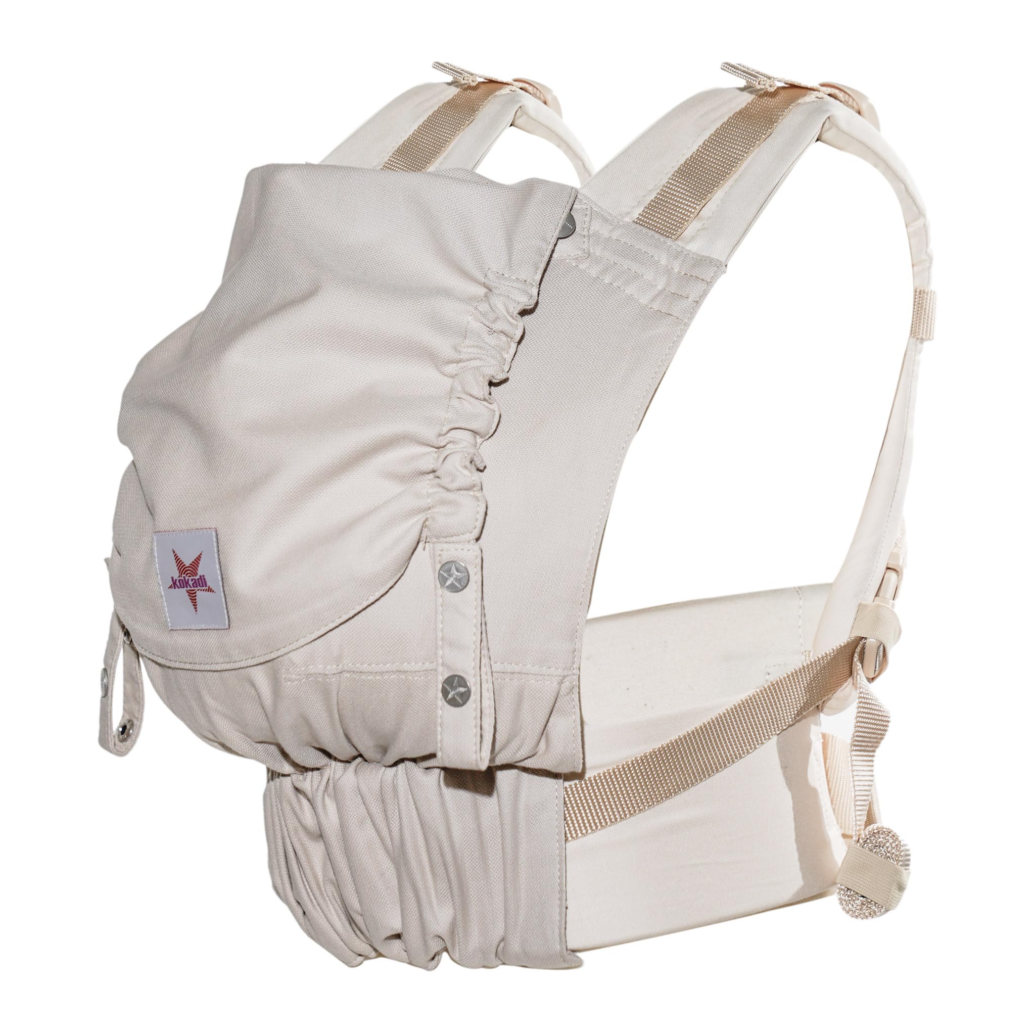 KOKADI® Portabebés ergonómico para recién nacidos desde el nacimiento hasta 15 kg –Creciente portabebés – Carrier – Ayuda de transporte para bebés – Flip Just Cream