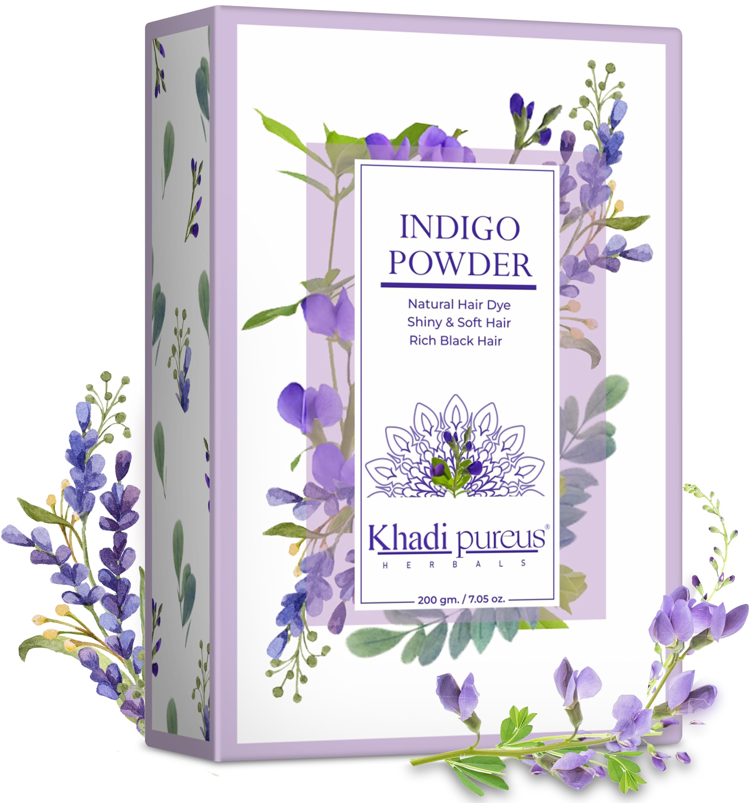 PUREUS Herbals Pure Indigo Powder | 100% Natural Hair Dye For Rich Black & Brown Hair Color, Repairs Hair Damage, Powder For Women & Men | No Preservatives, Parabens & No Chemical (200 Gm)