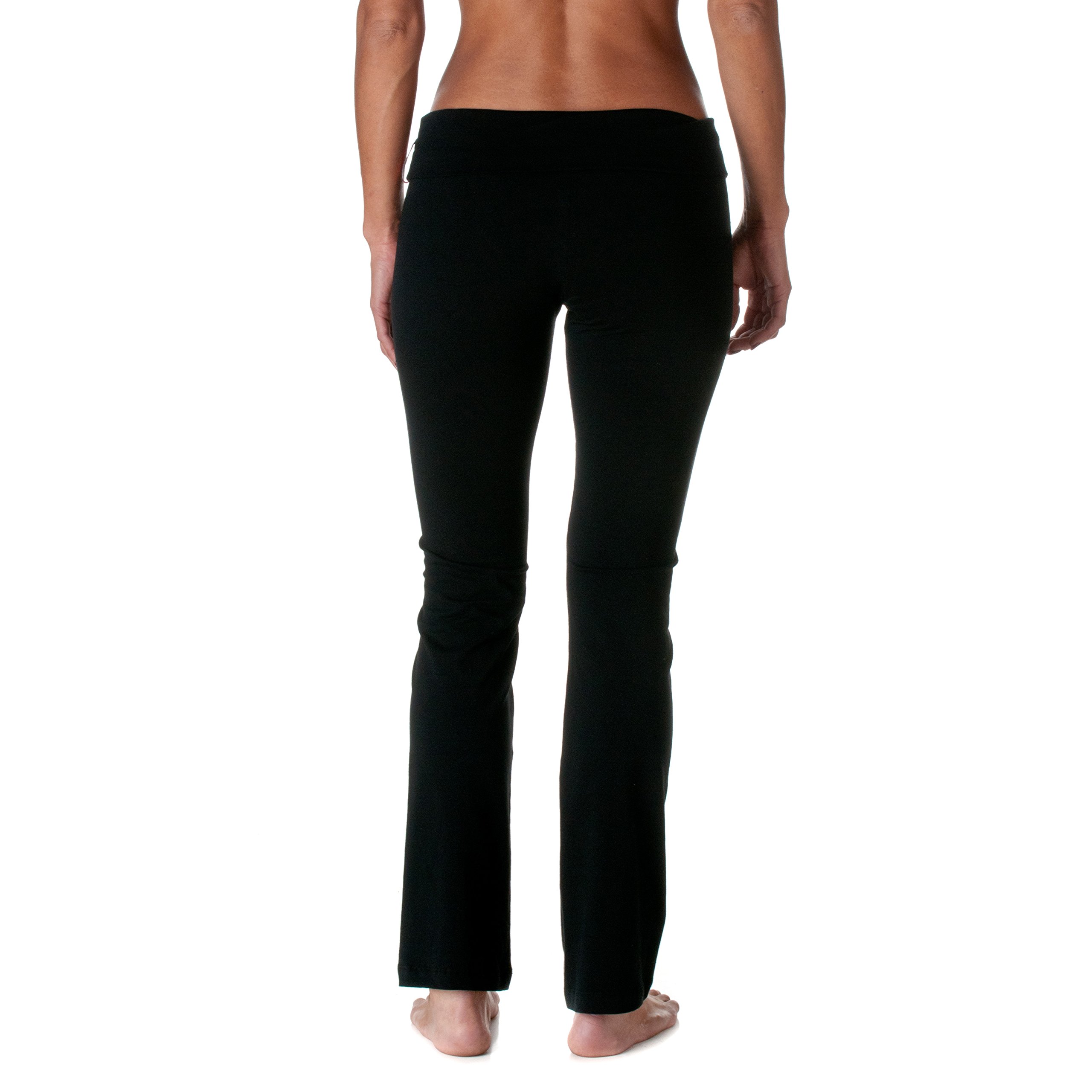Slimming Rollover Bootleg Yoga Comfy Pants (Medium, Black)