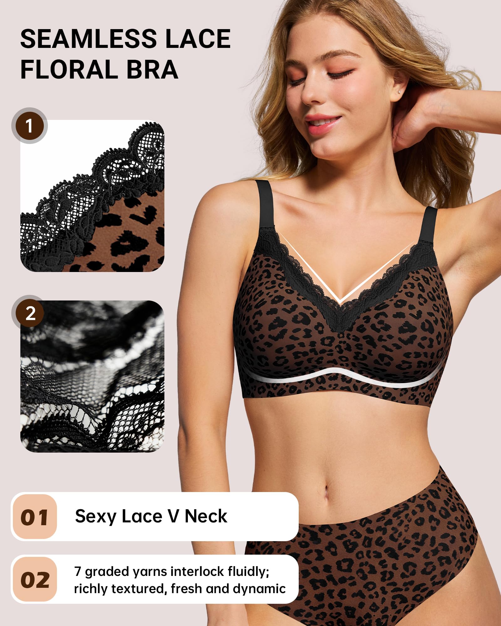 HORISUN Reggiseno senza fili in pizzo gelatina da donna, bralette senza