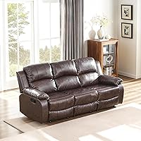 Vista 11 de Juegos de muebles de sala de estar, sofá reclinable de cuero, juego de sofá seccional con mesa de centro y portavasos, muebles de 3 piezas para sala