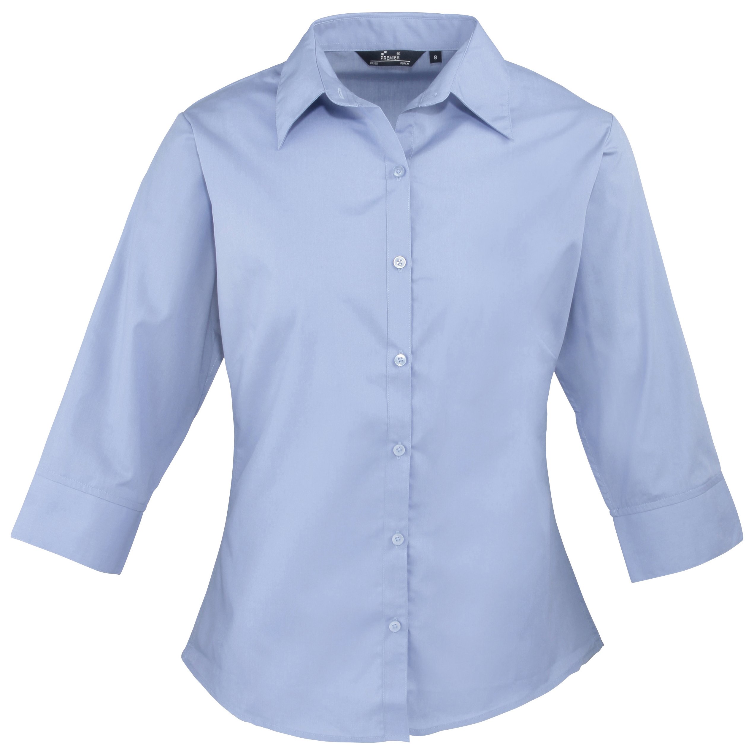 Ladies 3/4 Sleeve Poplin Blouse Mid Blue 18