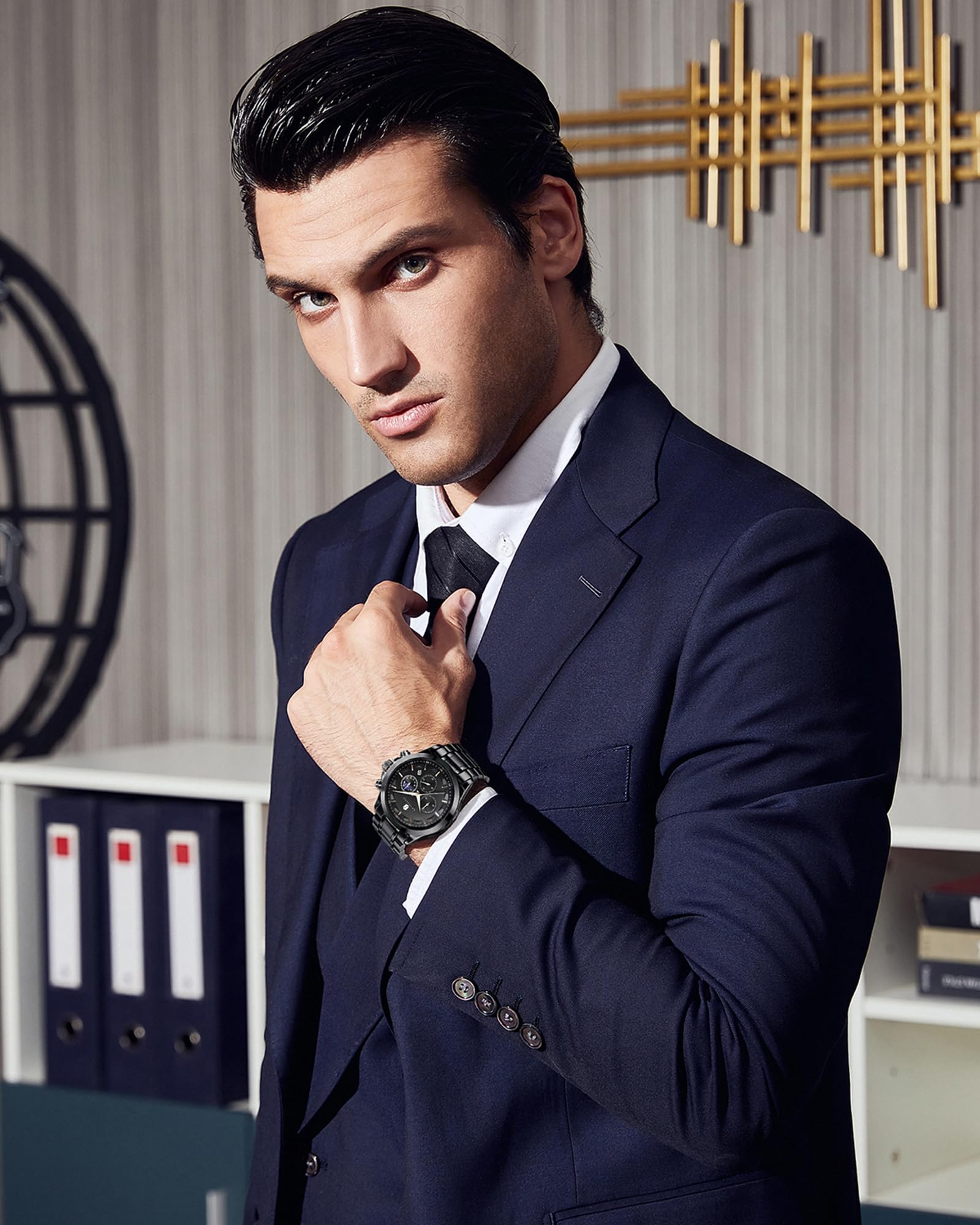 BENYAR BY Herrenuhr Uhren Herren Wasserdicht Herrenuhren Chronograph männer Armbanduhr für Herren Gold/Silber/Blau/Schwarz Eleganz Lederarmband/Edelstahl Quarz Geburtstags/Weihnachts