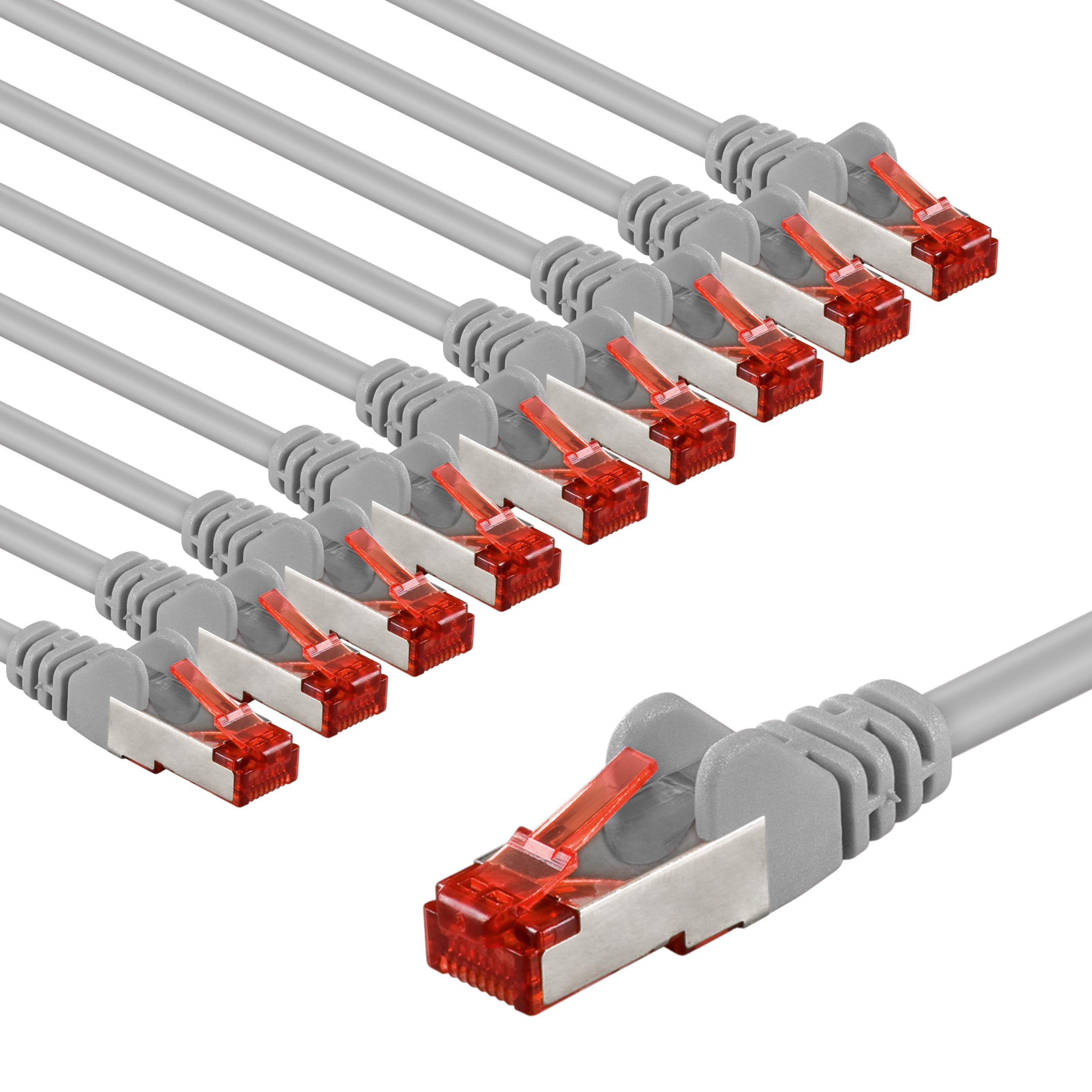 goobay 65994 CAT6 Network Cable Set - Shielded S/FTP/CU Ethernet Cable, PiMF, LSZH/Cat 6 with 10 Gbits/Grey / 10 x 1 m