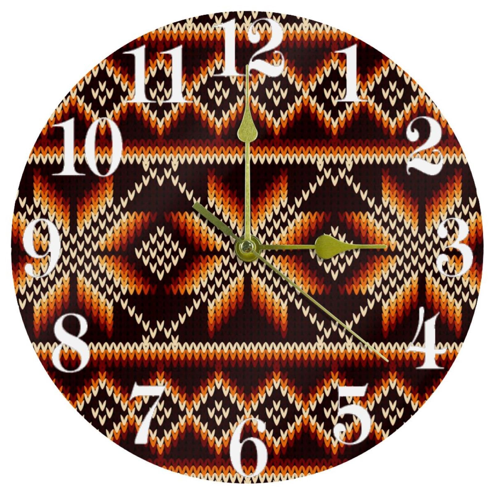 Horloge murale motif tricot rouge ronde à quartz silencieuse à piles pour bureau et cuisine