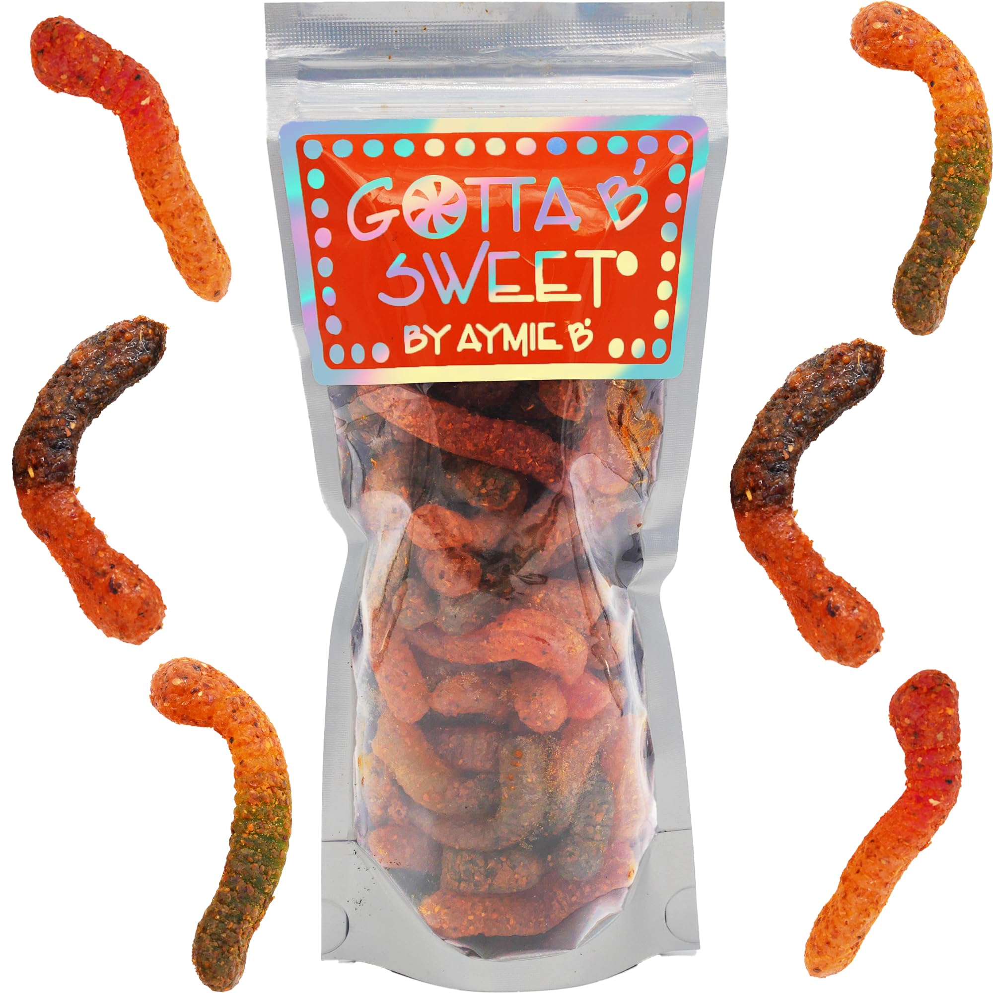 Gotta B Sweet Chamoy Gummy Worms - 9 Ounce Resealable Bag - Gourmet Gummy Candy - Holographic Packaging