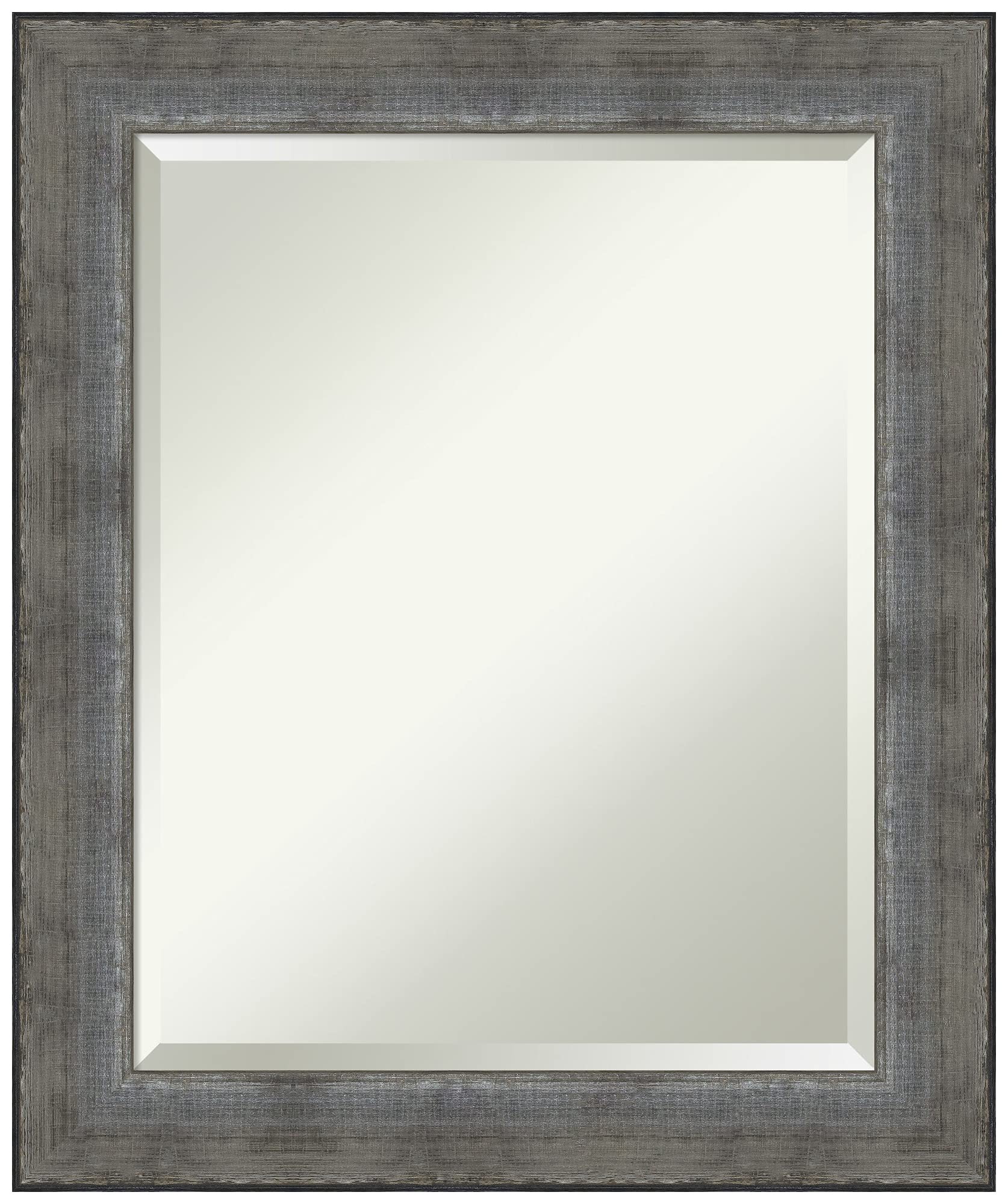 Amanti Art Wood Bathroom Mirror, Forged Pewter Wall Mirror for use as Bathroom Vanity Mirror Over Sink (24 x 20 in.) Beveled Mirror, Silver Mirror, Casual Mirror from WI, USA