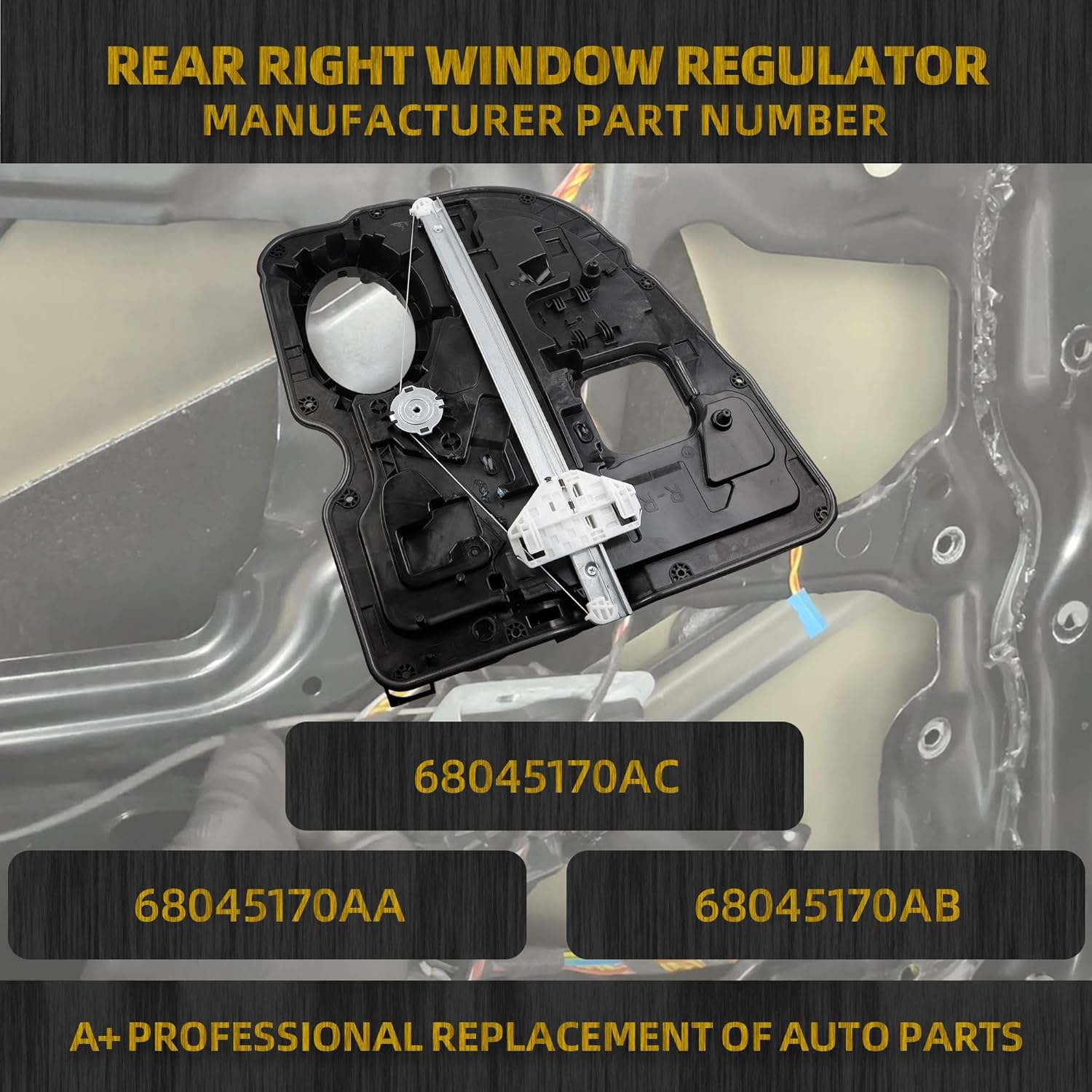 Dasbecan Rear Right Passenger Side Window Regulator Without Motor Compatible with Dodge Ram 1500 2009-2020 Replaces 68045170AA 68045170AB 68045170AC