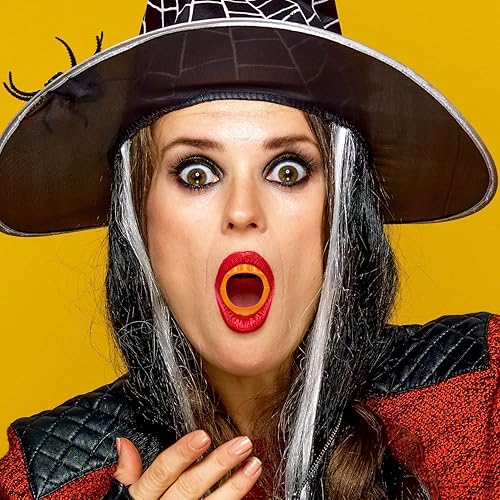 Miniatura 5 de Skylety 204 piezas de colmillos de vampiro de plástico para Halloween, dientes de vampiro, varios colores, dentaduras postizas de hombre lobo,