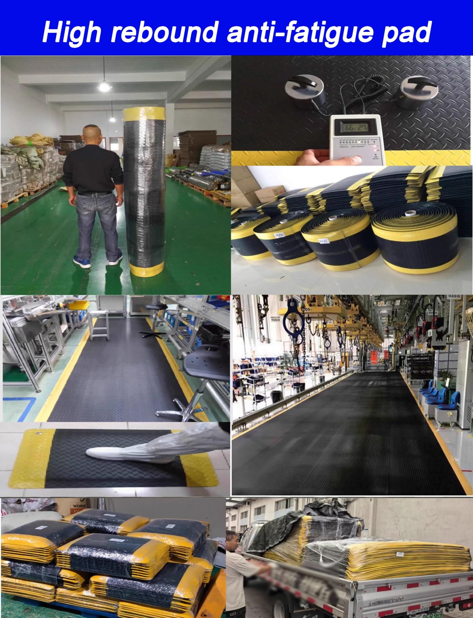 Tapis anti-fatigue | Tapis de sol antidérapant en caoutchouc robuste pour atelier, garage, cuisine et utilisation commerciale | 20 mm d'épaisseur Motif plaque de diamant