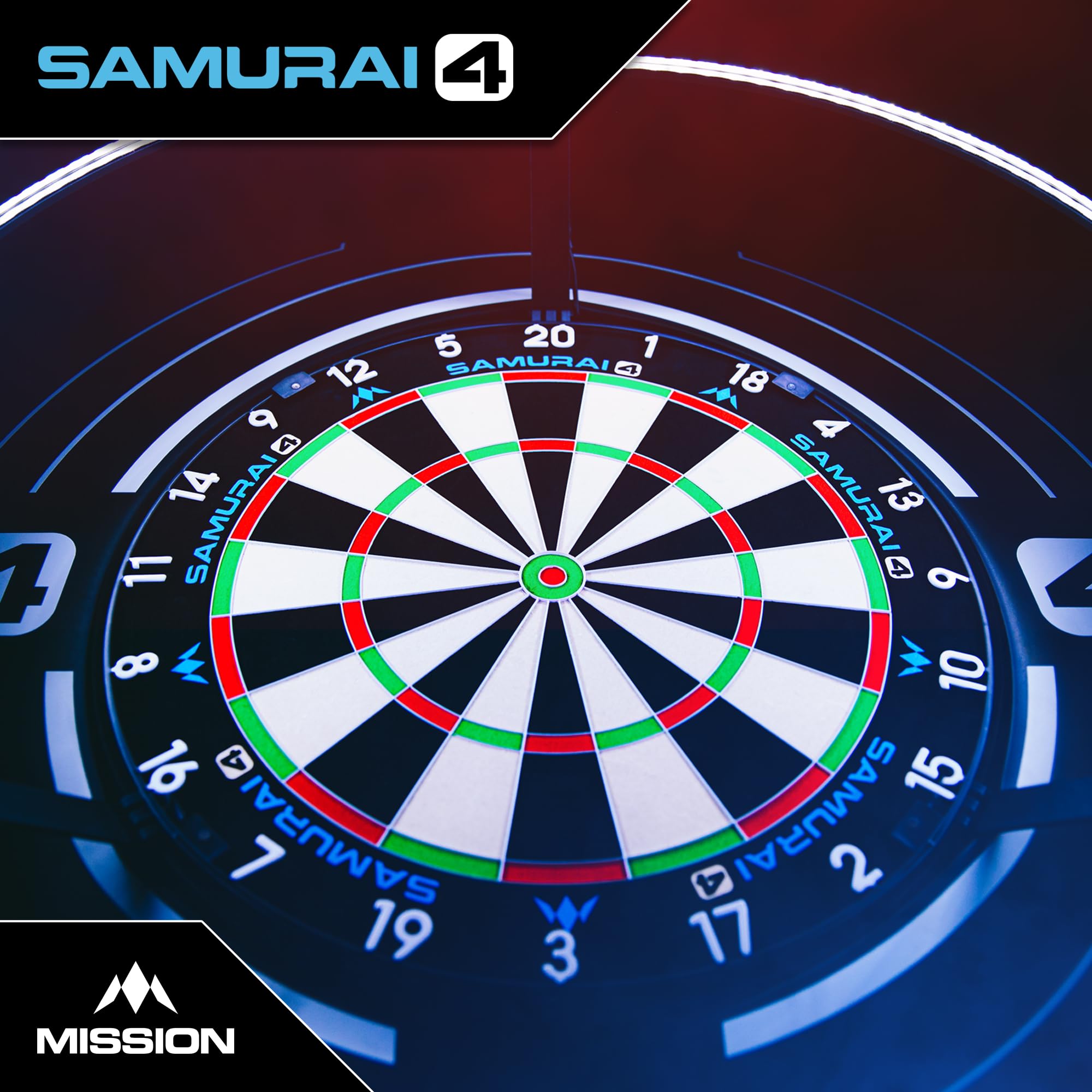 Mission Darts | Samurai 4 | Bersaglio professionale con setole | Filo per coltelli | White Spider Edition