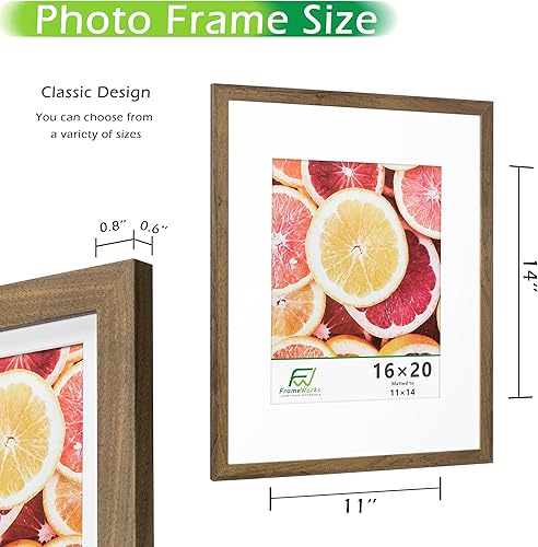 Vista 186 de FrameWorks Marcos de fotos clásicos de madera de 11 x 14 a 8 x 10 pulgadas con vidrio templado, roble natural, paquete de 6
