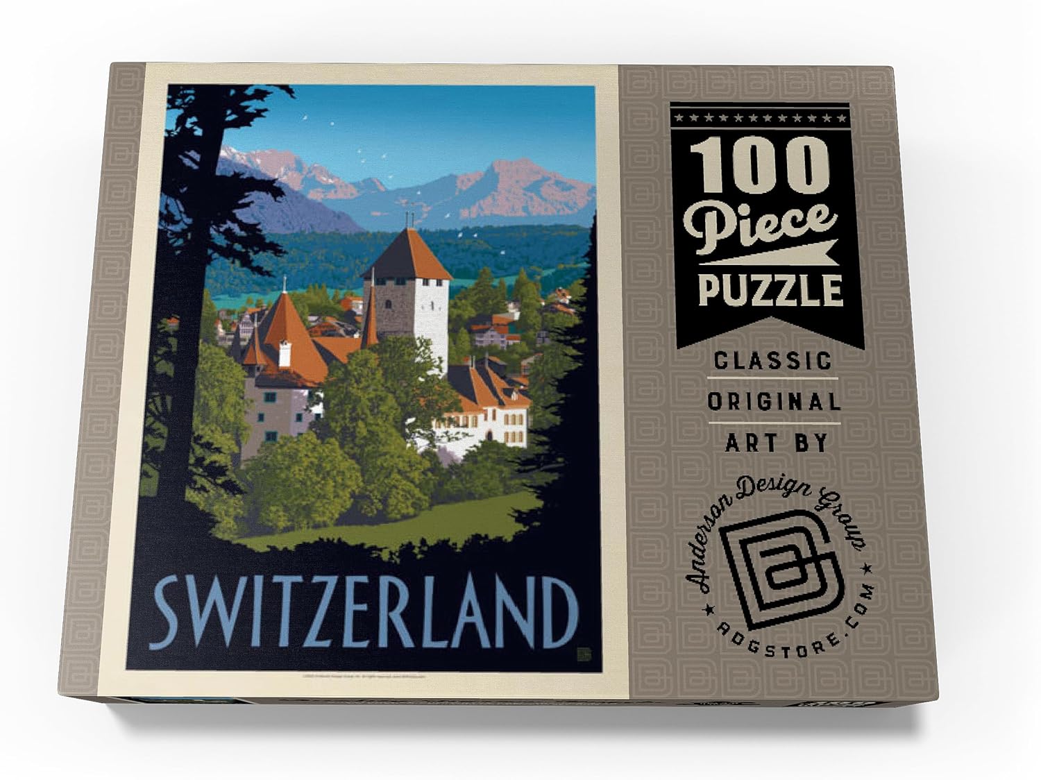 MyPuzzle Switzerland, Vintage Travel Poster - Premium 100 Piece Jigsaw Puzzle for Adults