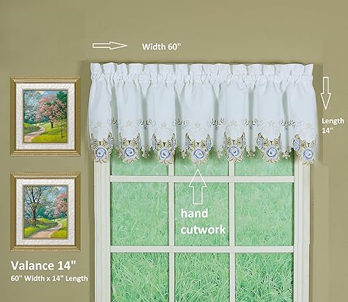 Vista 134 de Today's Curtain Verona - Persiana bordada inversa, 63 pulgadas, color crudo/antiguo