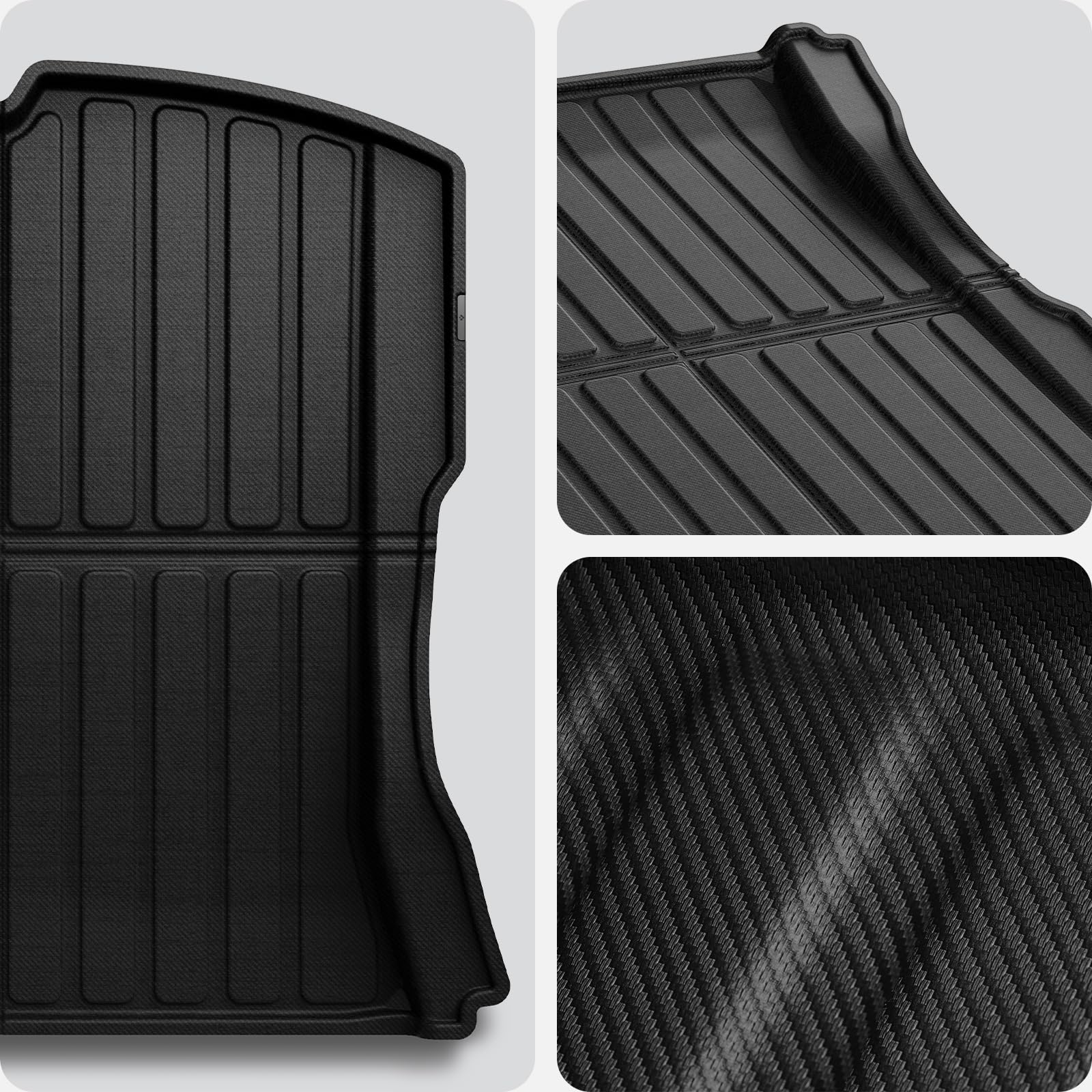 Spigen Tesla Model 3 Highland 2024 Alfombrilla Trasera para Maletero, Forro de Maletero, Impermeable, Alfombrillas para Todo Clima, Diseñadas para Accesorios Modelo 3 - Edición Carbono