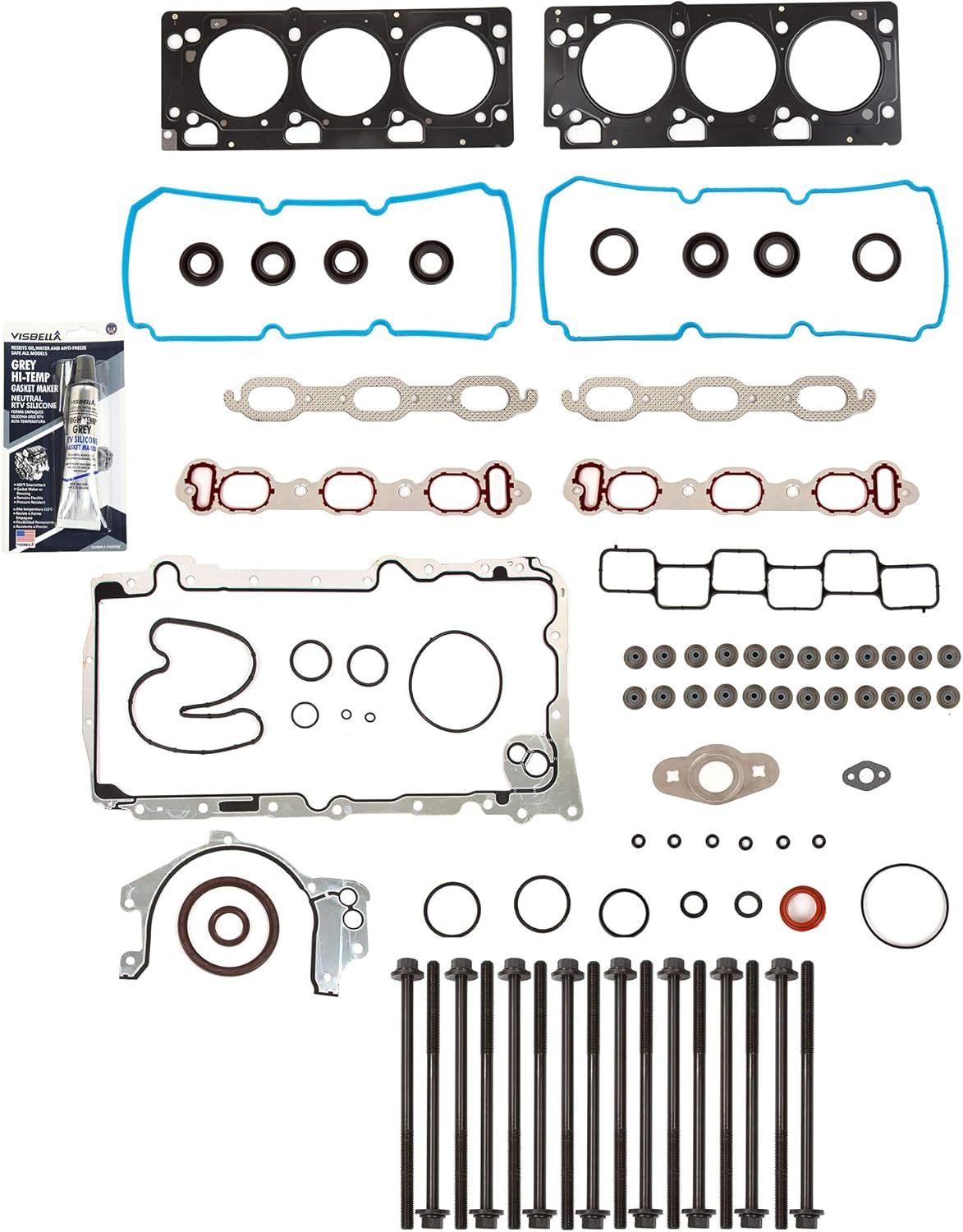 MA-9761242335 Full Gasket Set Head Bolts Compatible With/For 07-11 Chrysler Dodge Volkswagen 4.0L 24V VIN X 6