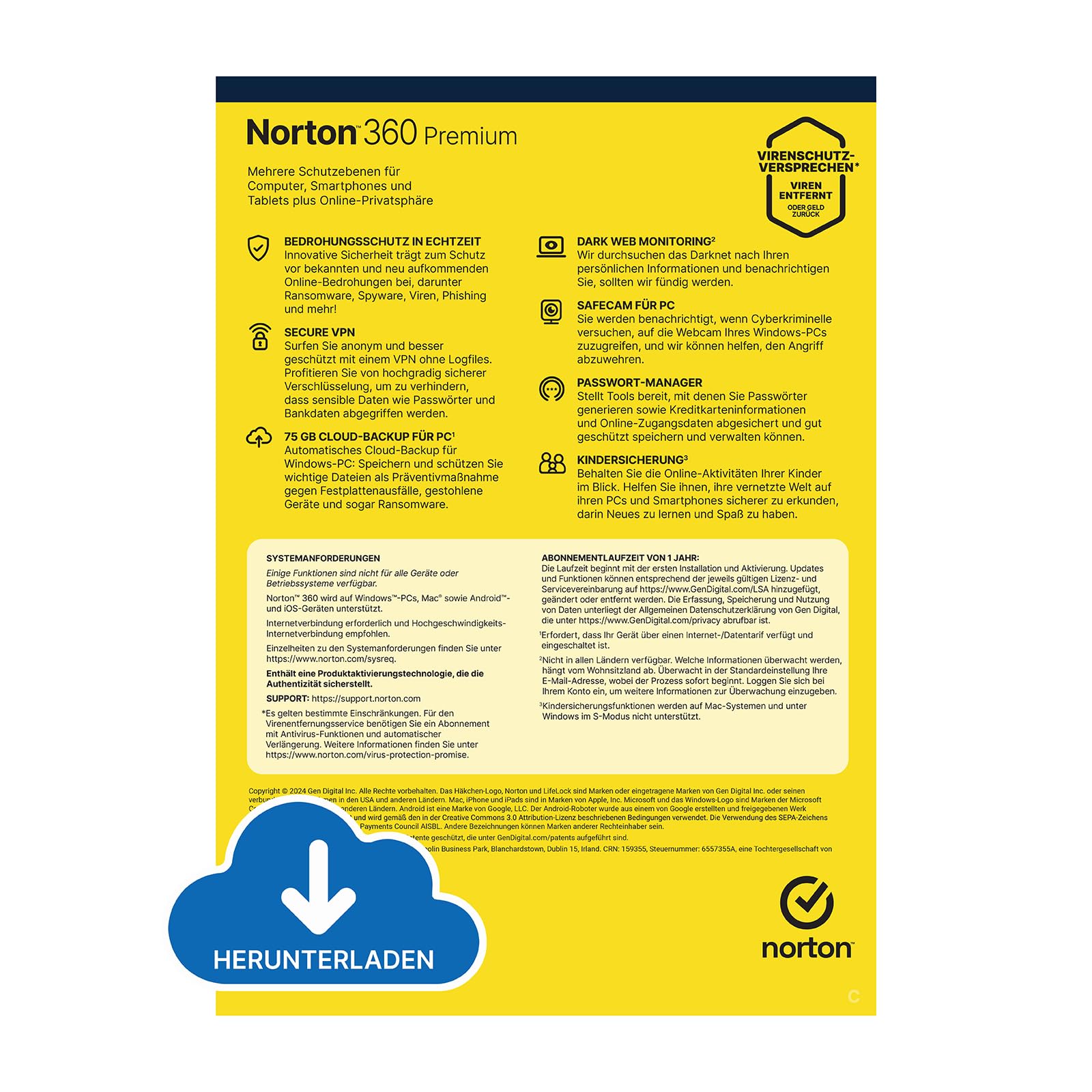 Norton 360 Premium + Utilities Ultimate 2026 | 10 Geräte | 1 Jahr |Aktivierungscode per Email
