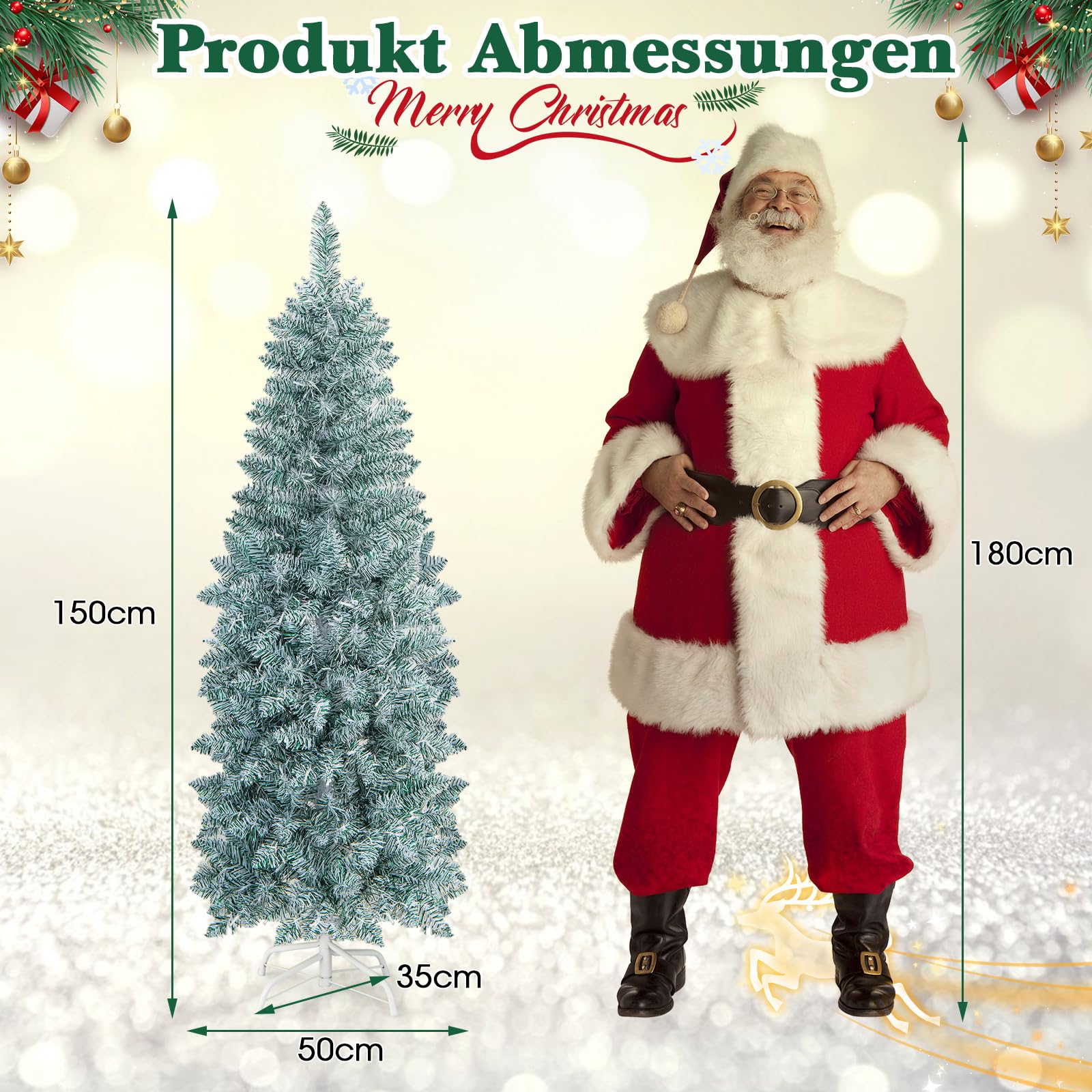 Künstlicher Weihnachtsbaum 125 Cm Mit 150 LED-Lichtern – 9 Lichtmodi, Schneebedeckt, Im Topf