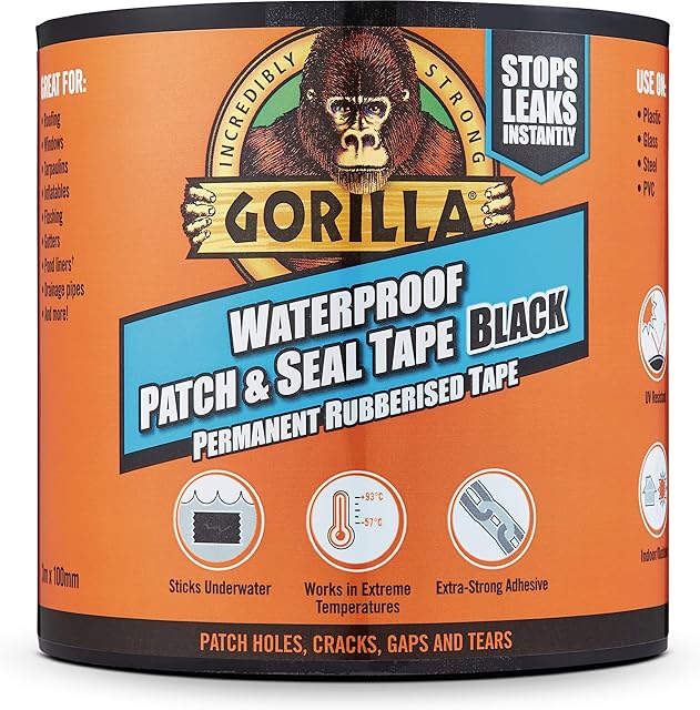 Gorilla Waterproof Patch & Seal Tape Black 3m