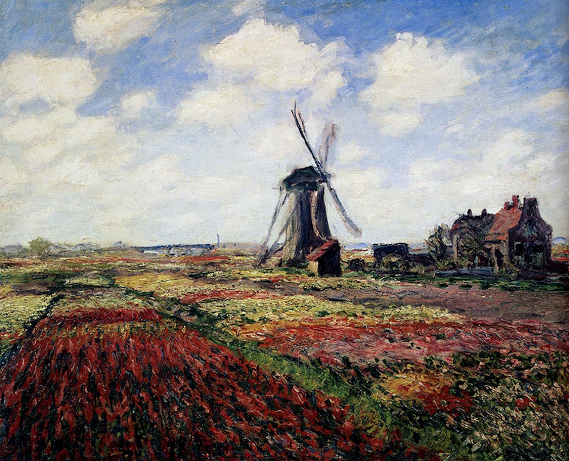 POSTERIIk Famous Print Pop Art Wall Art Graffiti Tulip Fields with the Rijnsburg Windmill by Claude Monet Art Prints for Home Decor 60x90cm