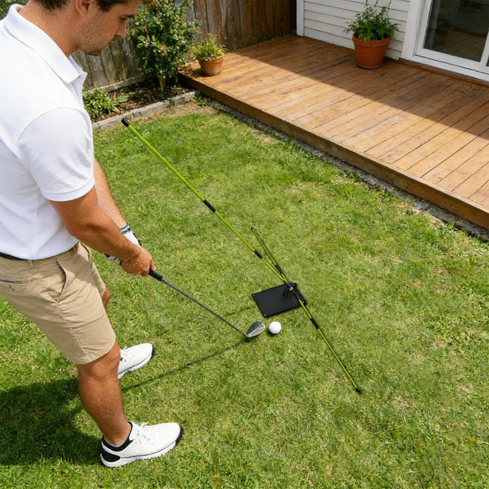 Generisch Barras de alineación de golf – Soporte de ángulo, barras de entrenamiento de golf con escala transparente para prácticas de swing, patio trasero de oficina en casa, precisión de swing para