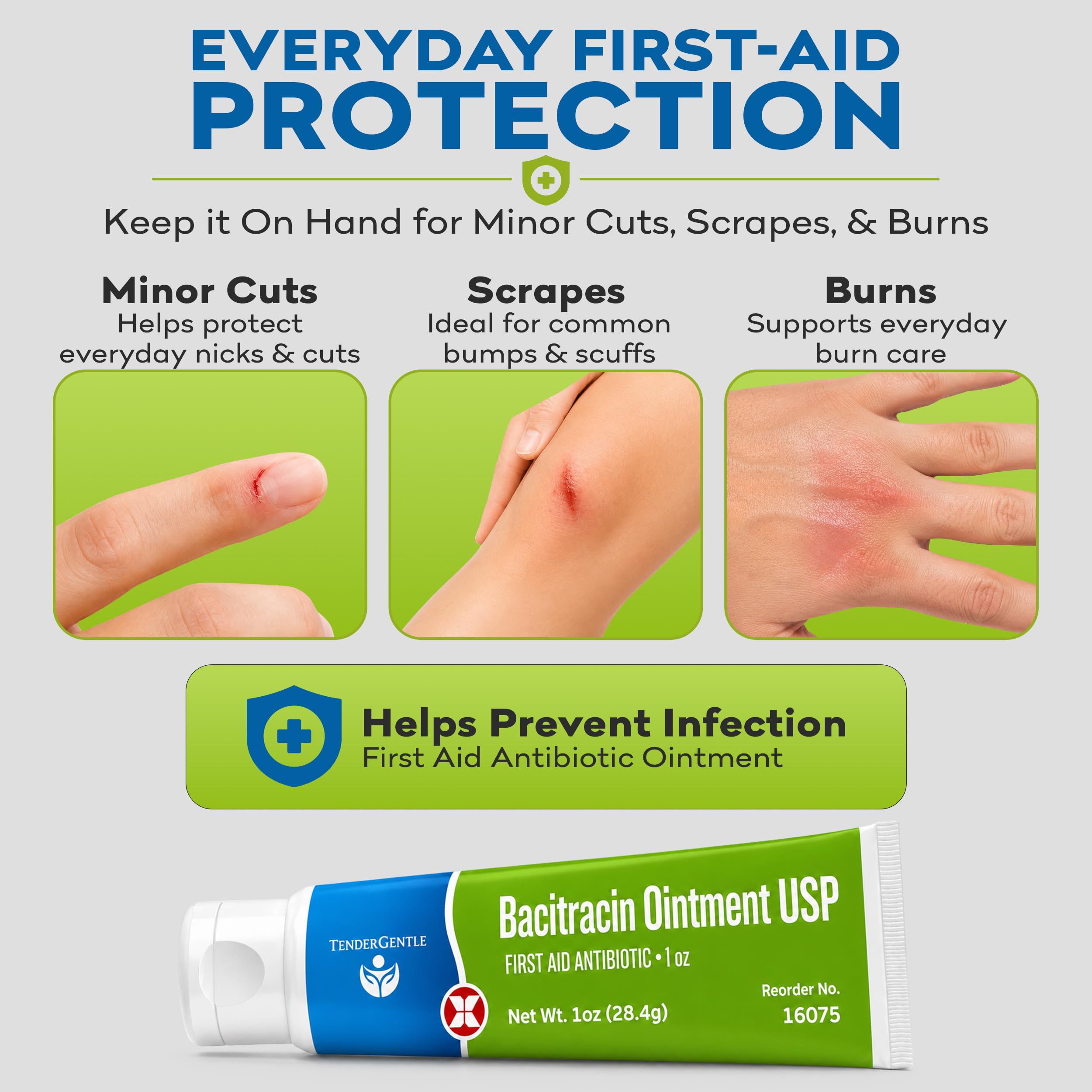 Bacitracin Antibiotic Ointment with Zinc USP - 1 oz Topical Antibiotic First Aid Ointment - Helps Prevent Infection in Minor Cuts, Scrapes, and Burns — Amazon image 2