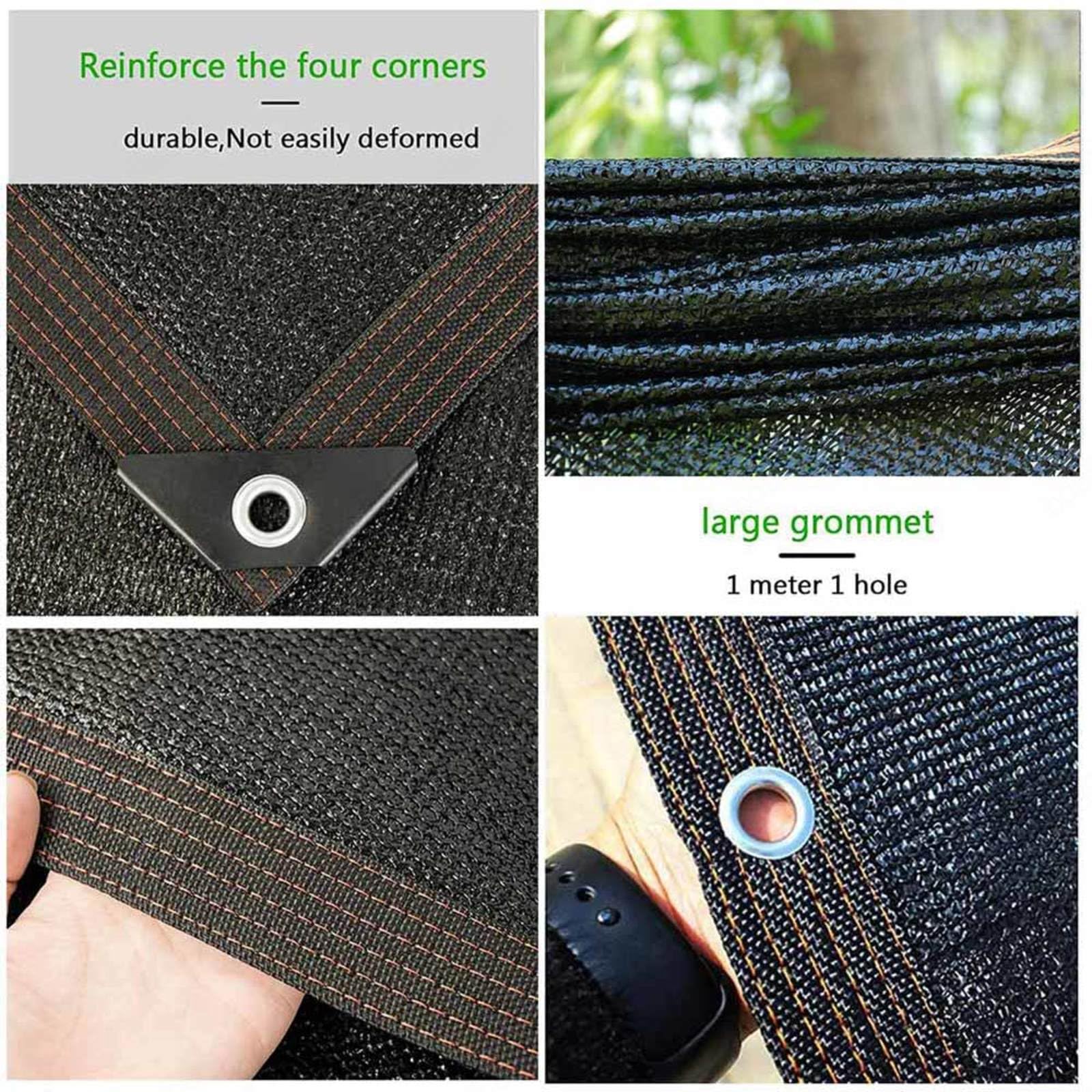 Red e negra de 4 x 8 m para jardín, invernadero, patio y balcón, 90% de protección UV, protección térmica y protección solar para plantas al aire libre