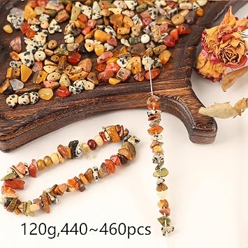 DAHI 480pcs Natural Chip Stone Beads Gemstone Bead Chips for Threading Assorted Crystals Chips Stone Beads for Bracelets Jewelry Natural Irregular Drilled DIY Gemstones (Multicolor-A)