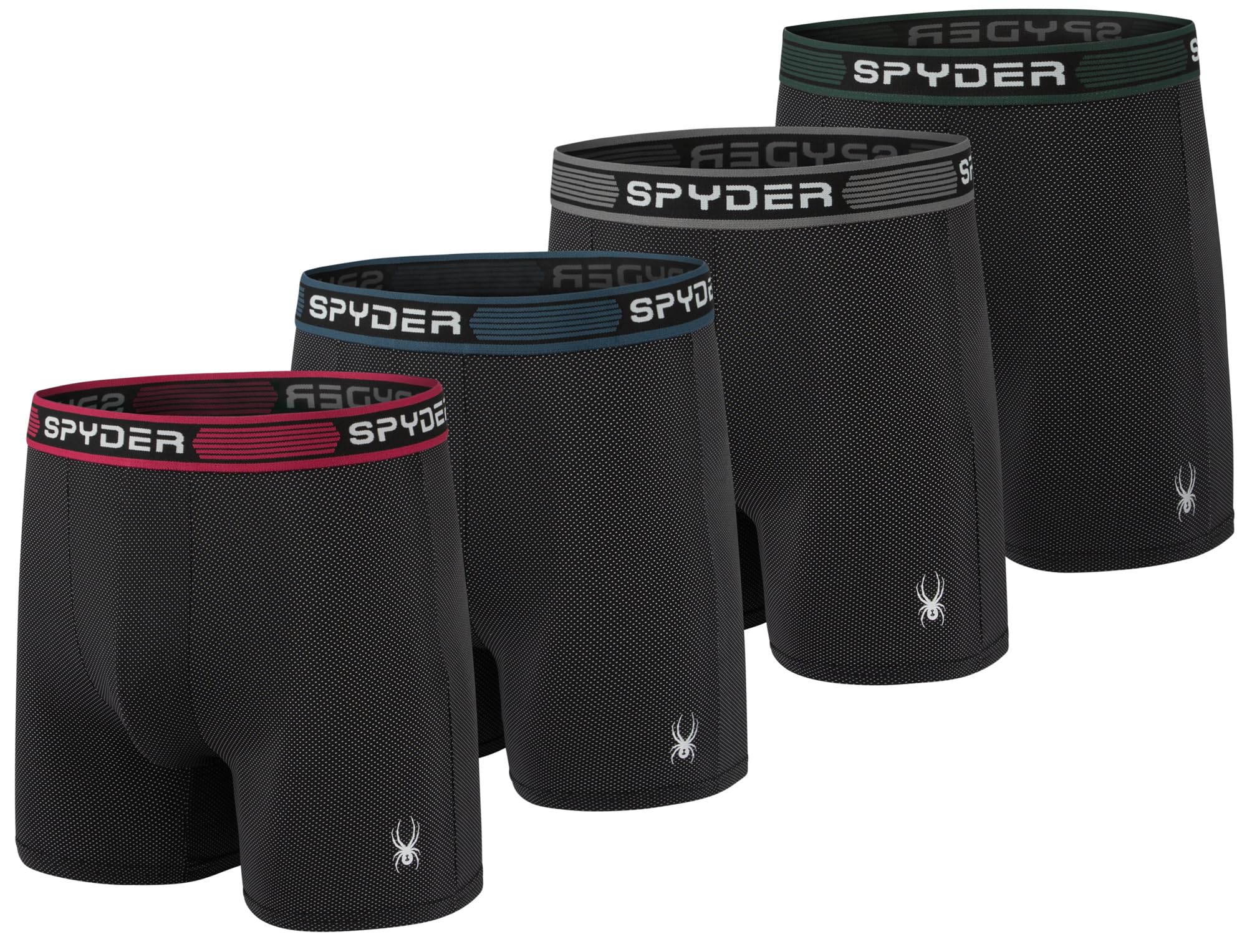 Spyder Performance Mesh Boxer Briefs Sports Underwear For Men (4 Pack, Small, Black)
