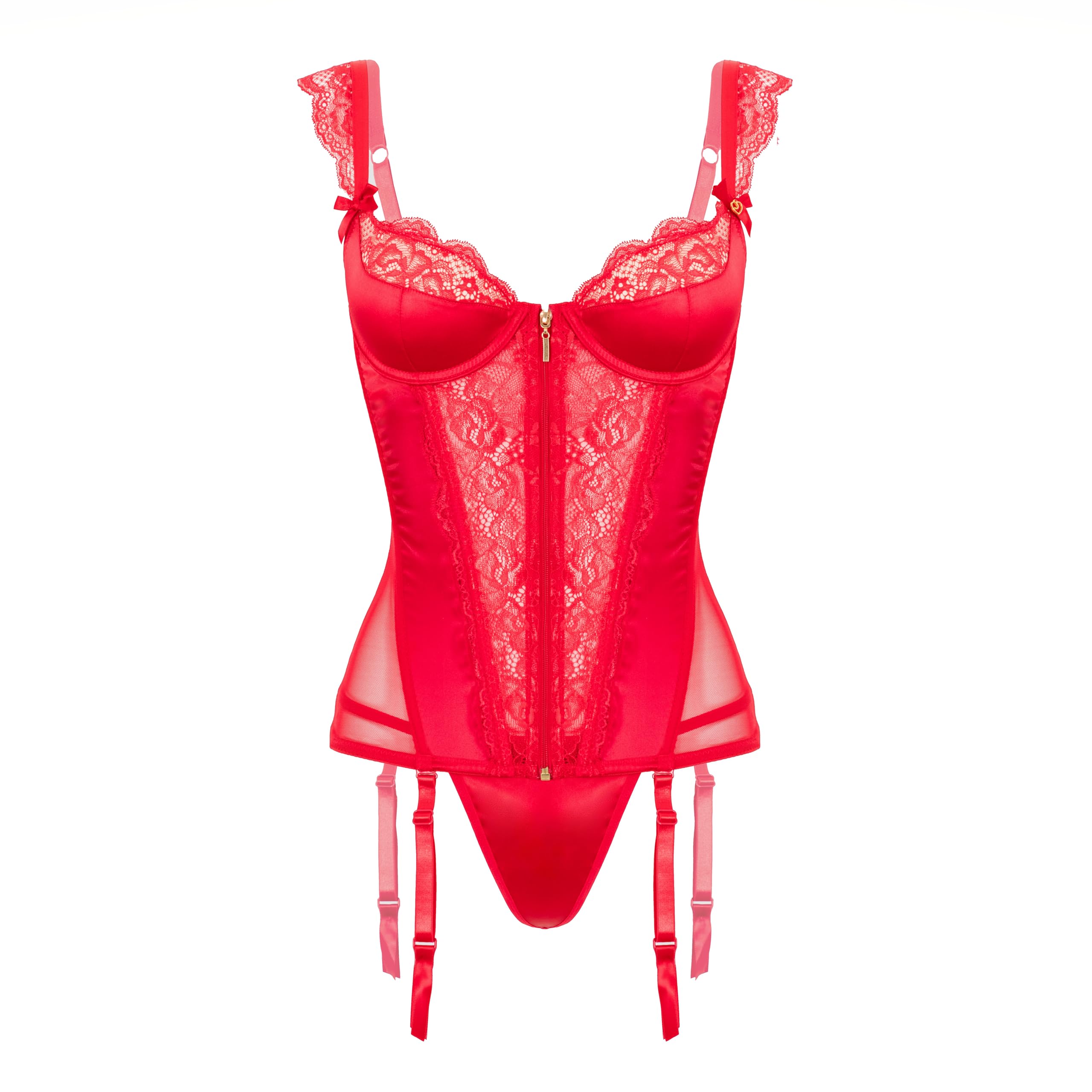 Lovehoney Lingerie Women's Black Lovehoney Plus Size Treasure Me Basque Set - 1X / 2X