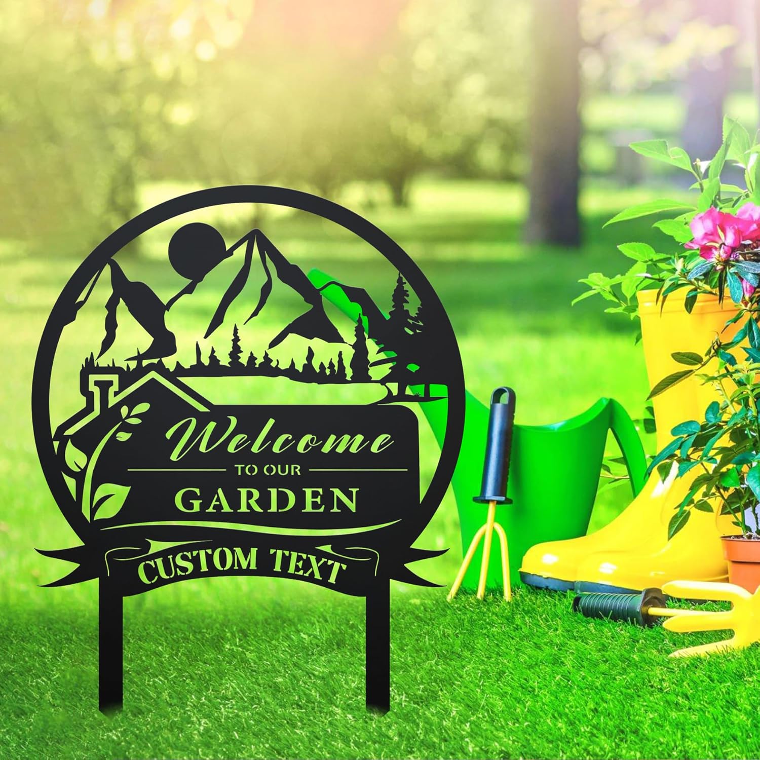 Personalized Garden Metal Sign Stakes With Made From Stainless Steel With All Kinds of Size Options for Garden Decoration, Custom Garden Sign Name, Metal Yard Decor, Gardening Gifts