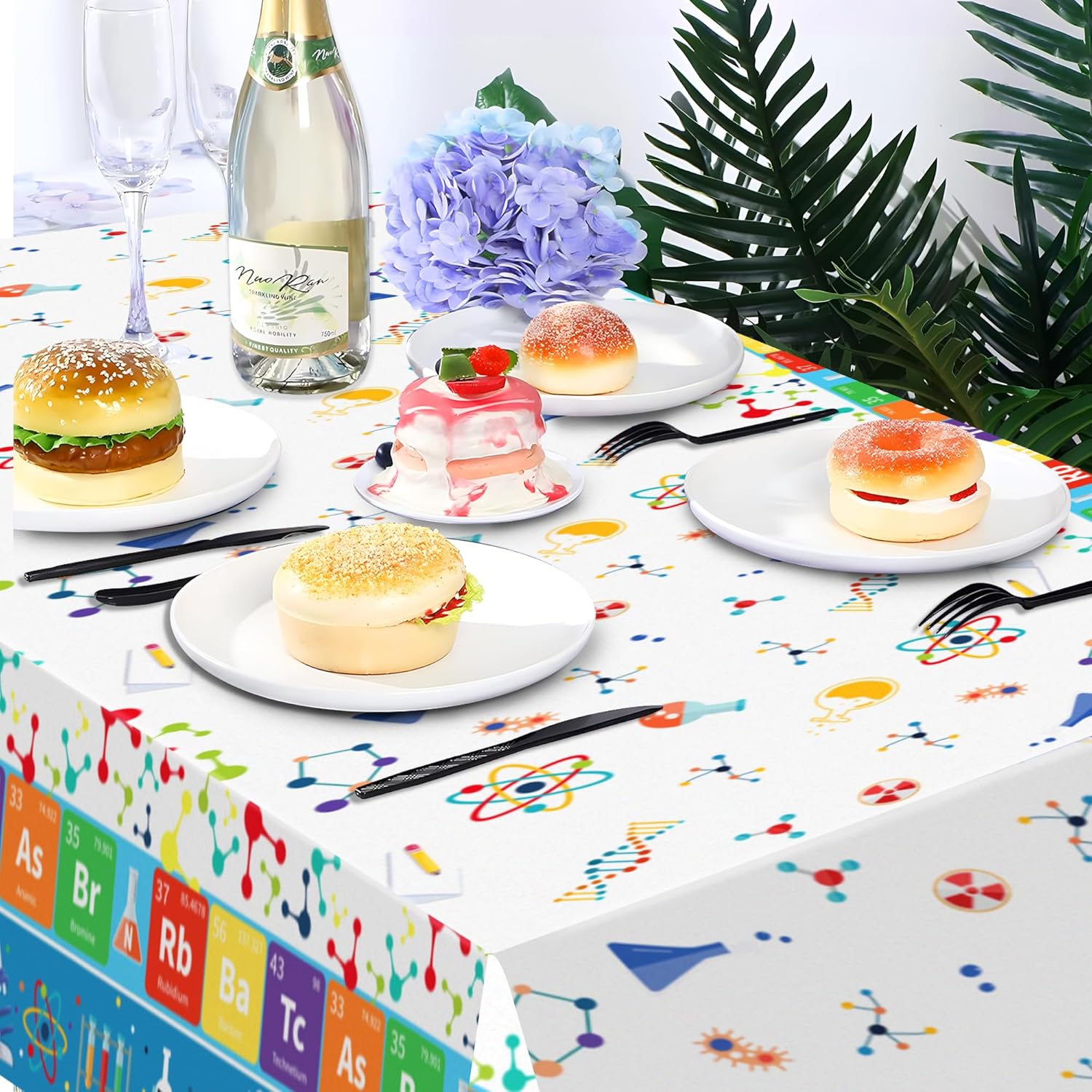 2 Pack Science Party Tablecloth Sciences Party Decorations Science Tablecloth Scientist Laboratory Table Covers Plastic Tables Cloth for Mad Sciencist Birthday Theme Decorations, 54 x 87 in